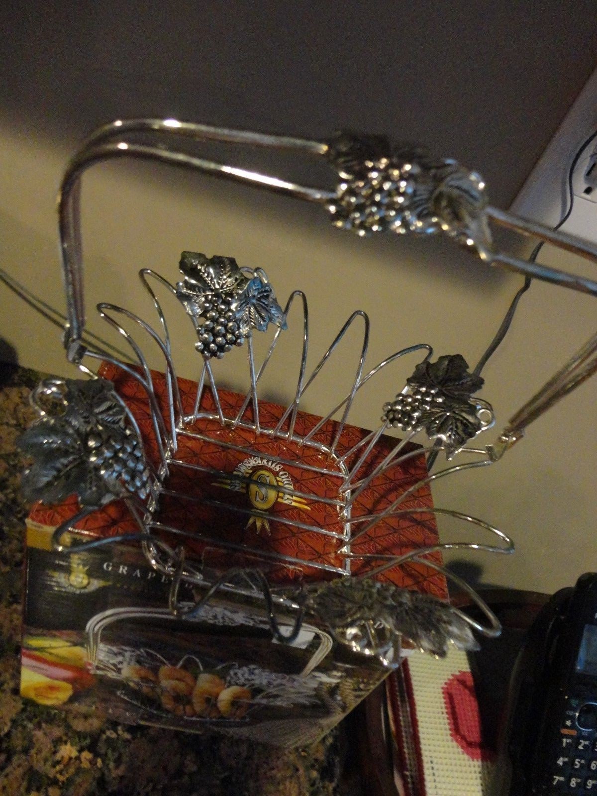 STUDIO SILVERSMITH SILVERPLATED GRAPE BASKET WITH HANDLE