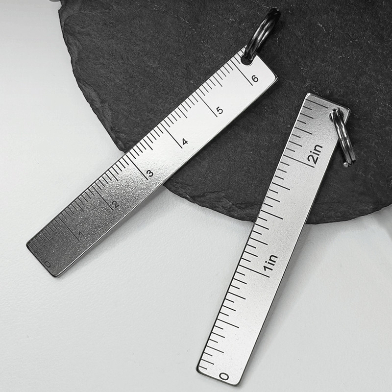 EDC Titanium Ruler Double Scale Inch Metric in/cm Measuring Tool with Key Ring