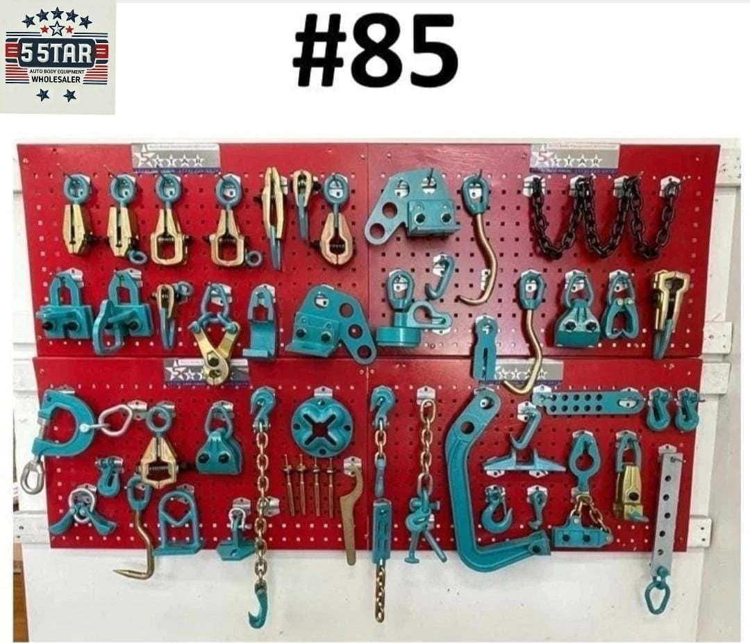 SET#85 HEAVY DUTY AUTO BODY FRAME MACHINE 50 PIECES PULLING TOOLS AND CLAMPS