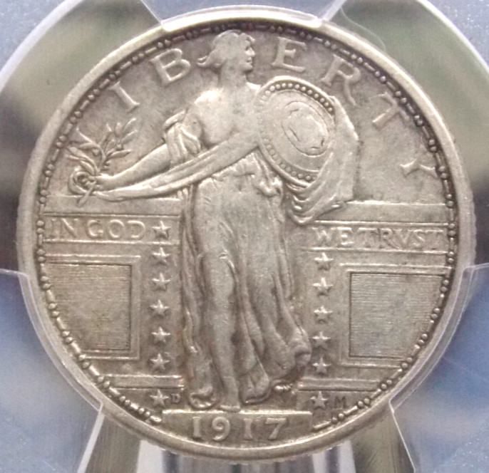 1917 "D" Standing Liberty Quarter *TYPE 1* 25c PCGS AU50 #530 About Unc ECC&C