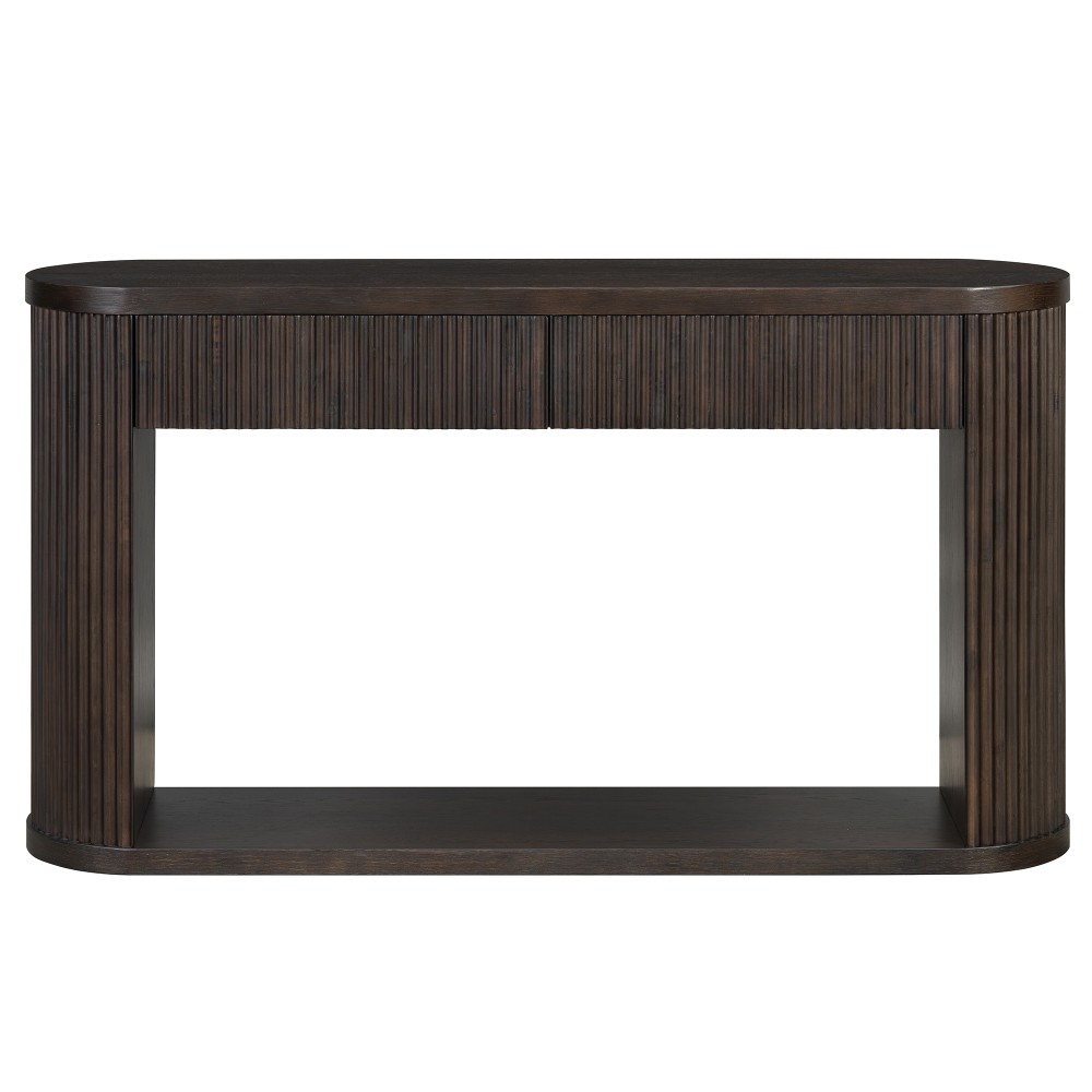 TREXM Rustic Console Table with Fluted Legs Farmhouse Entryway Sofa Table Oval