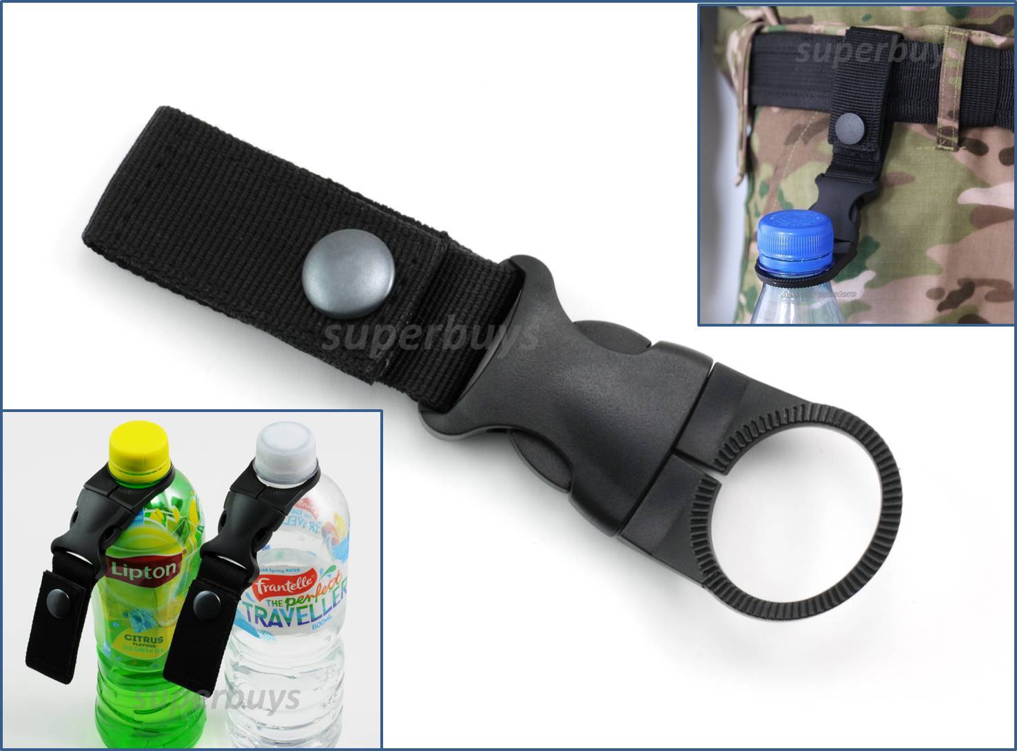 Tactical MOLLE Webbing Strap Clip Water Bottle Hanger Buckle Dump Waist Belt