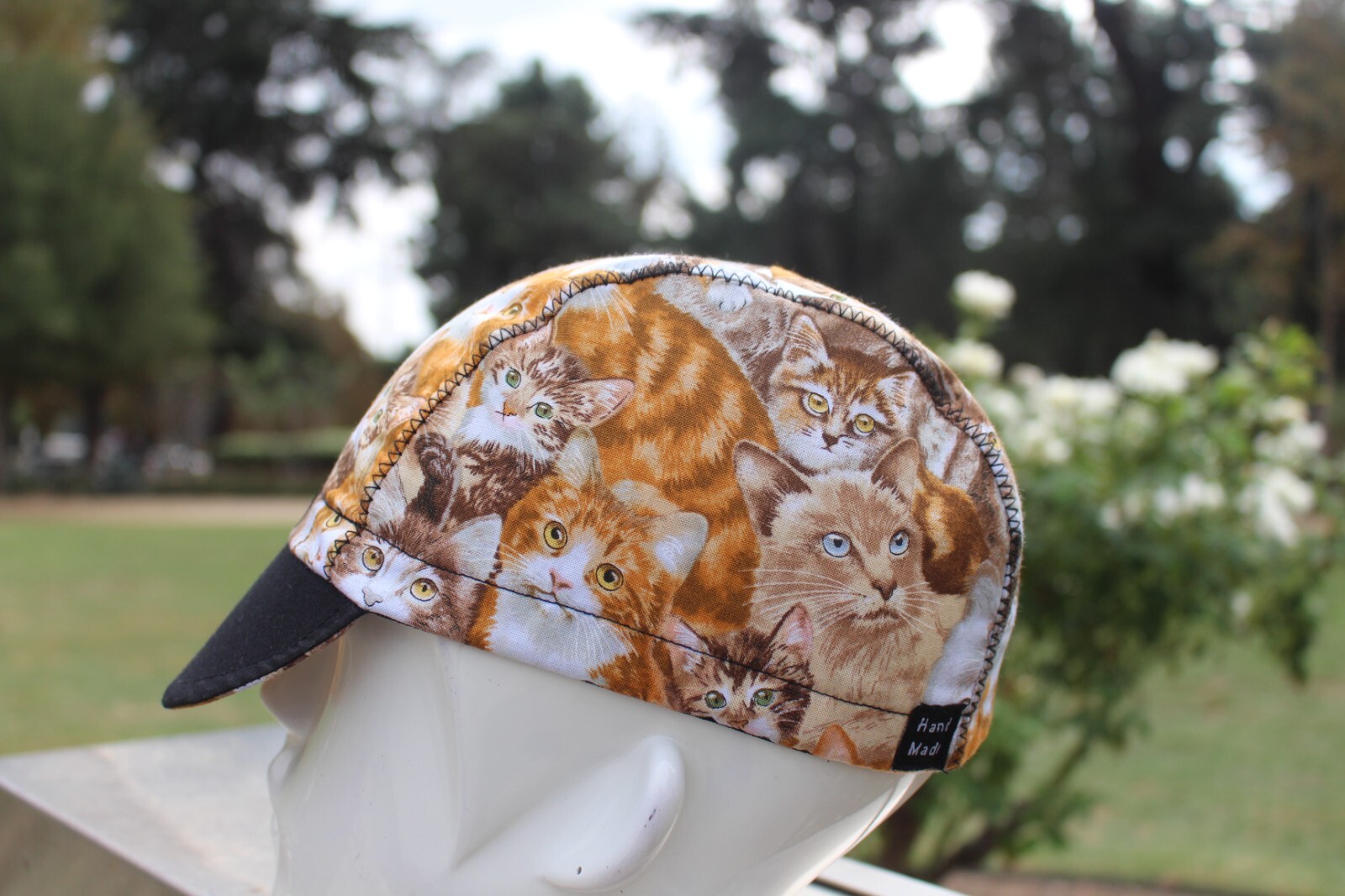 cycling cap beautiful cat handmade in USA