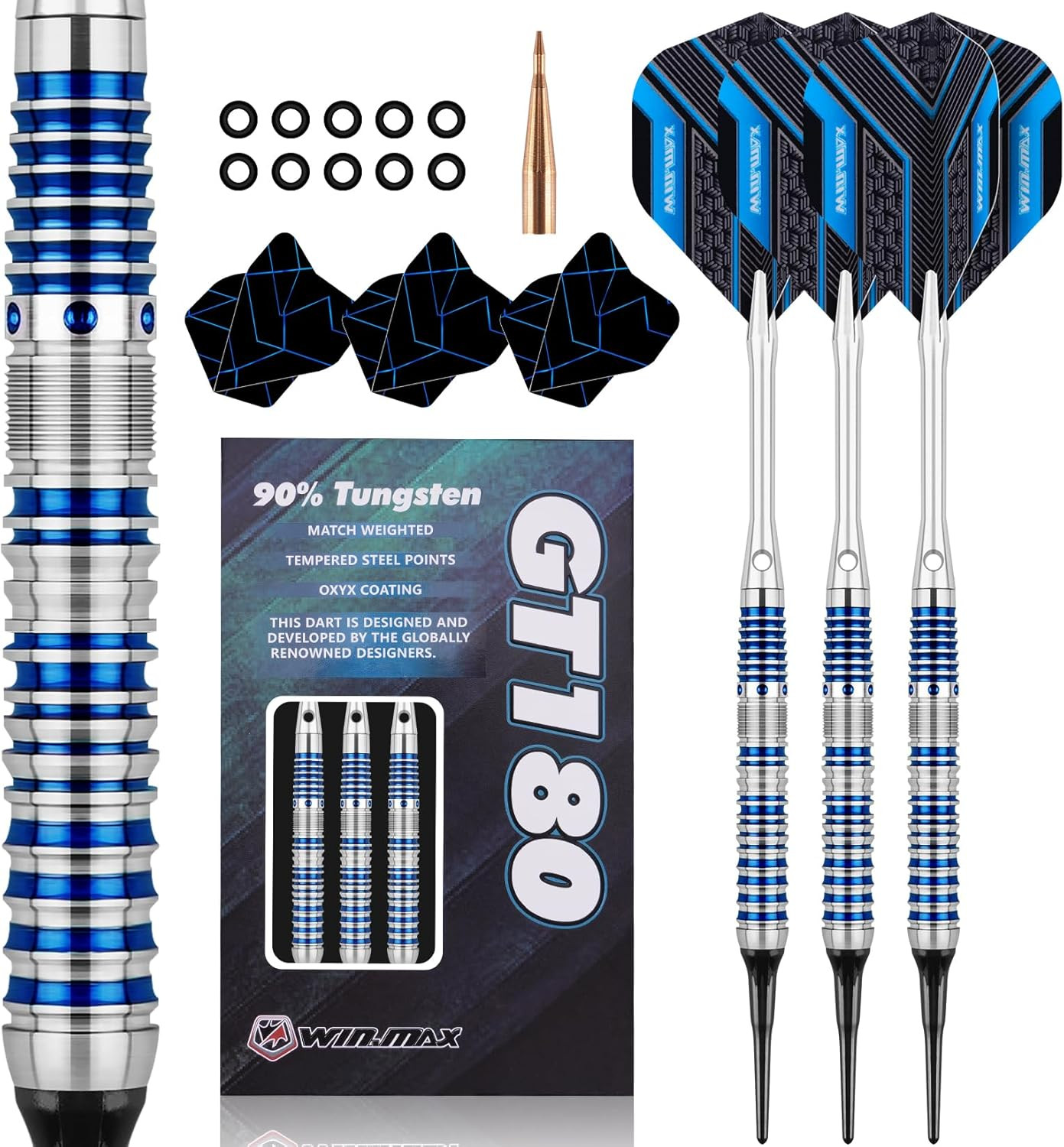 Darts Soft Tip Set - 90% Tungsten Soft Tip Darts Set Professional 18 Grams Soft