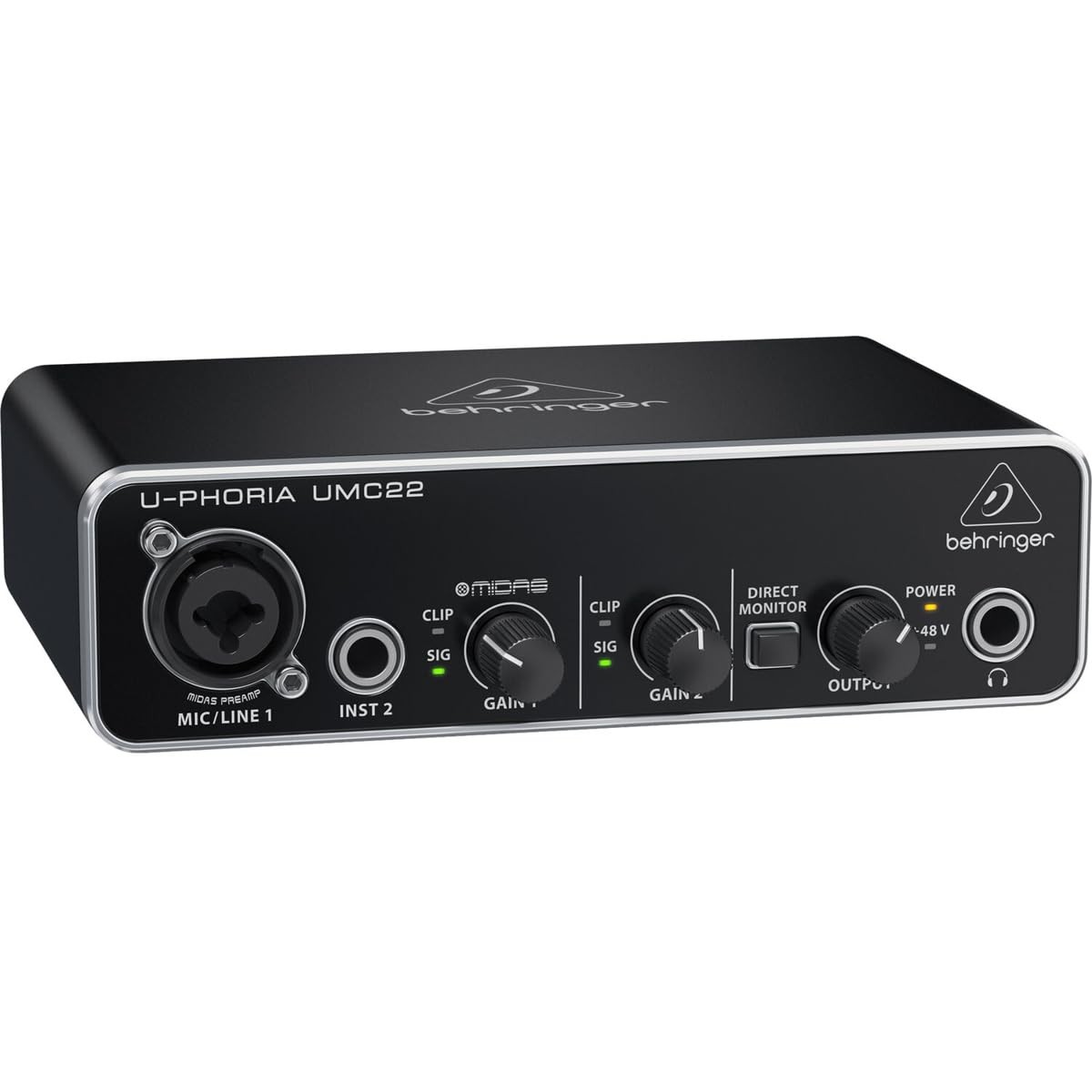Best Behringer UMC22 Audiophile 2x2, 48 kHz USB Audio Interface with Midas Mic
