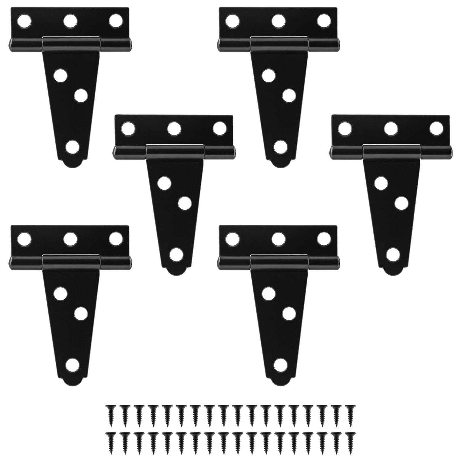 Murtenze 6Pack 2 Inch Black T-Strap Shed Hinge,Barn 2 - 6Pack,
