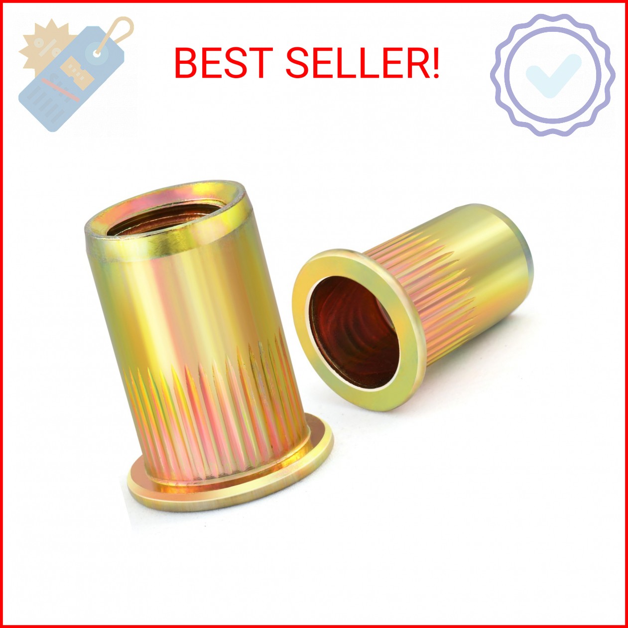 VGBUY 200Pcs 10-32UNC Rivet Nut Carbon Steel Zinc Plated Rivnut Threaded Insert