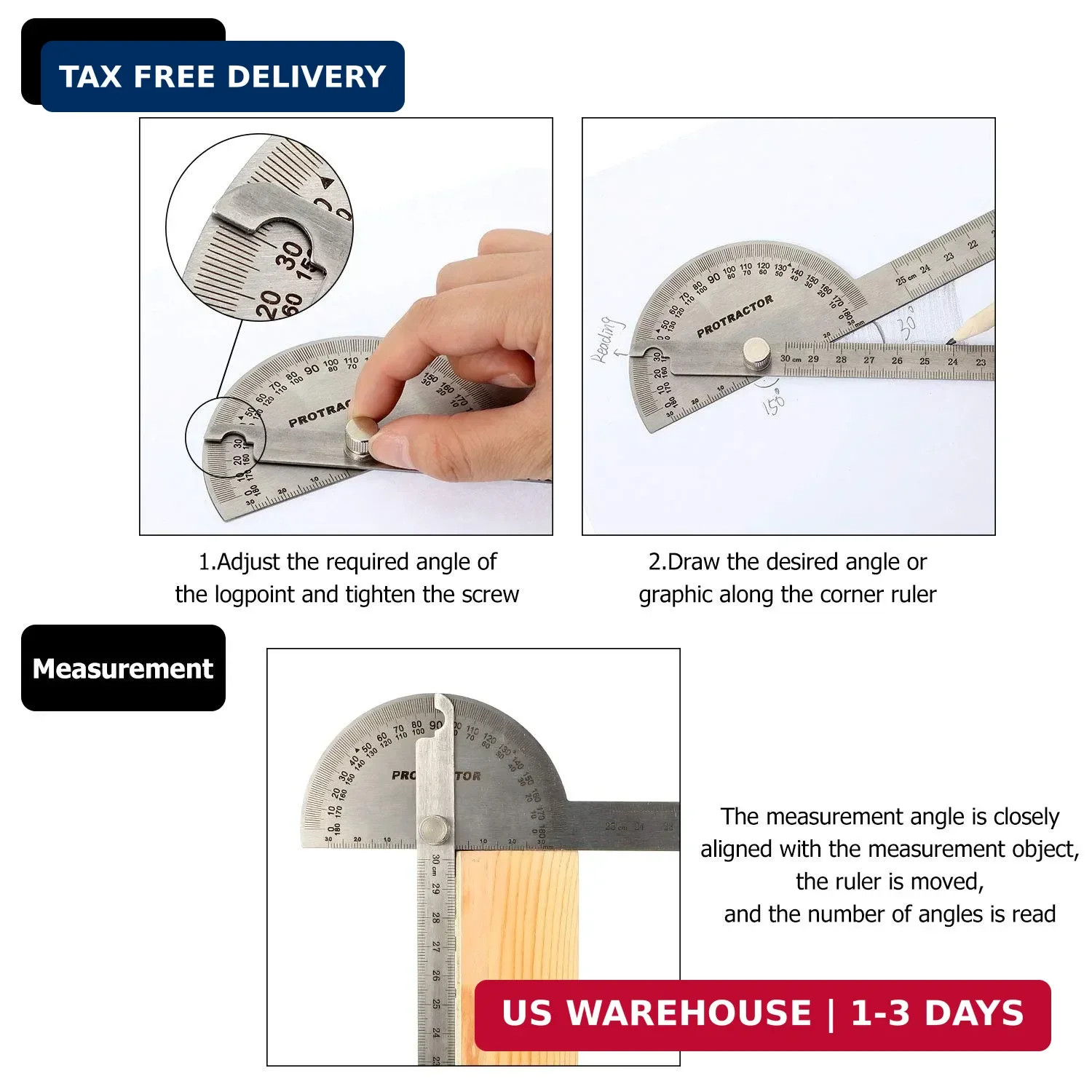 Angle Protractor Angle Finder Ruler Two Arm Stainless Steel Protractor Woodworki