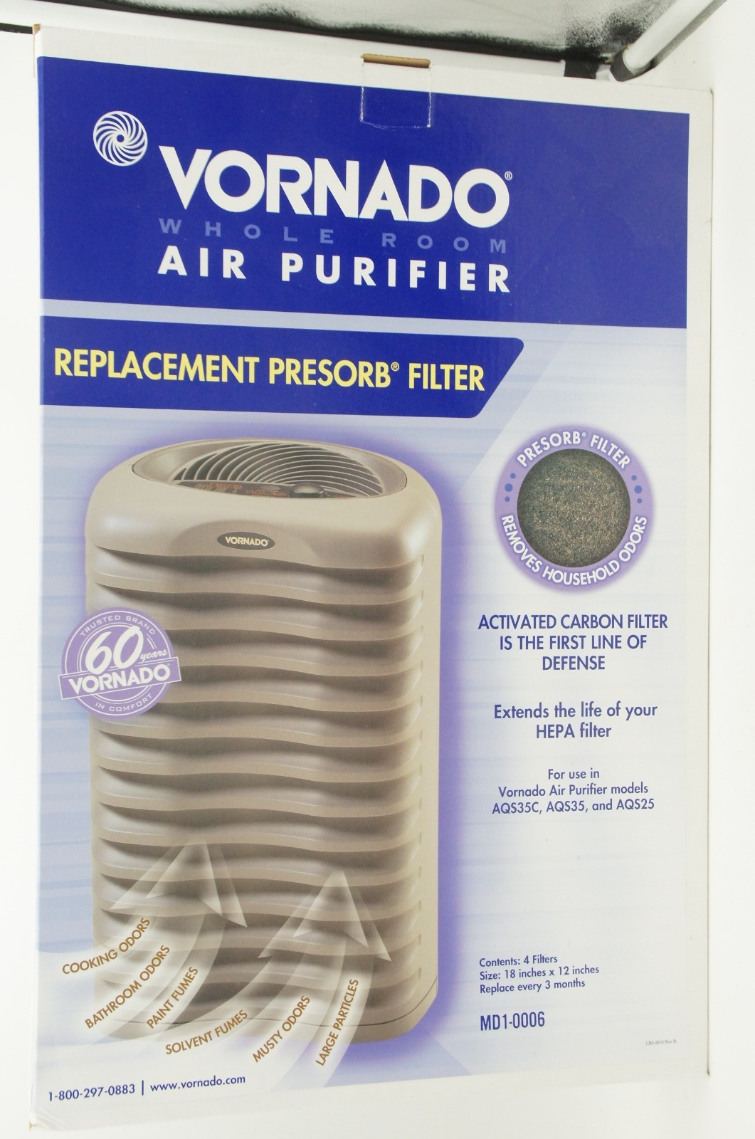 Set of (4) Vornado AQS MD1-0006 25/3535C Replacement PreSorb Filters BRAND NEW
