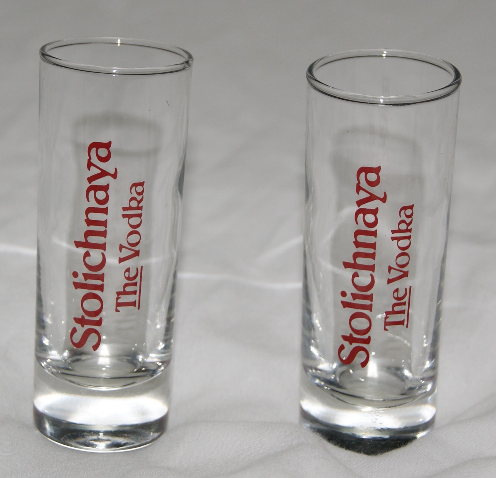 stolichnaya vodke shot glass lot of 2