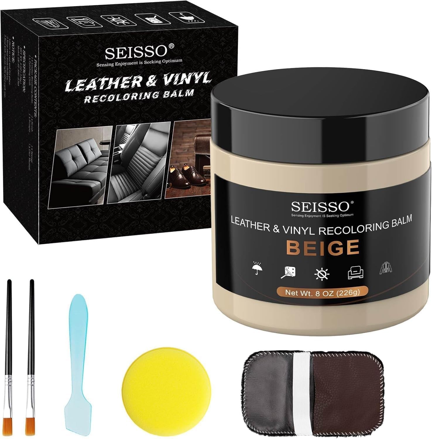 SEISSO Dark Beige Leather Repair Kit for Furniture, Vinyl