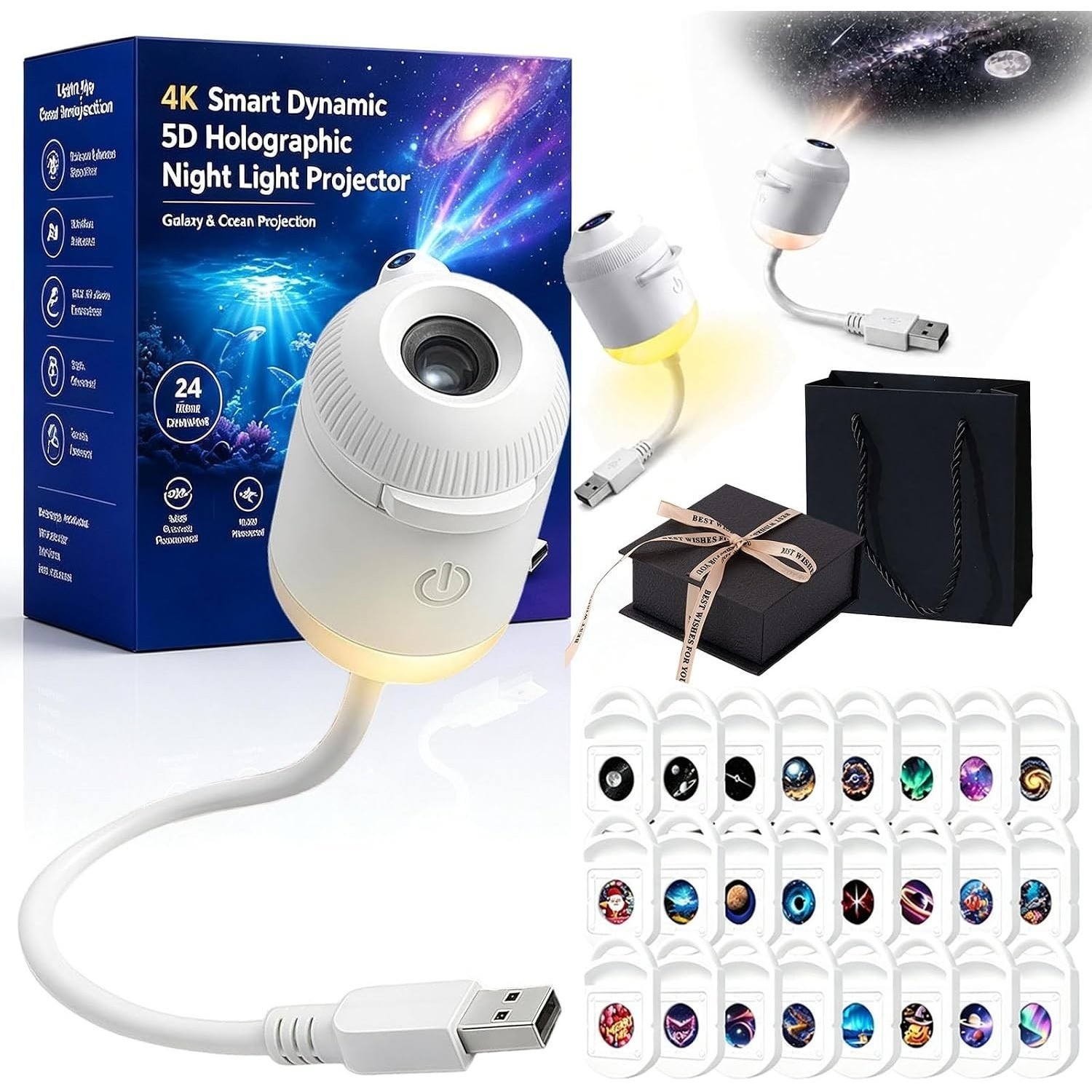 2026 Smart HD Galaxy Star Projector 360° Adjustable USB Plug Play Night Light