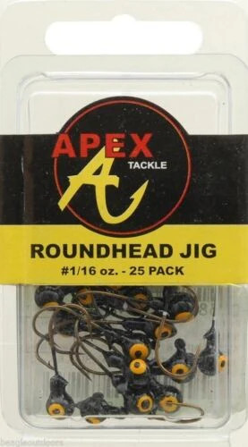 Apex Roundhead Jig 1/16 Oz Black 25-Pack