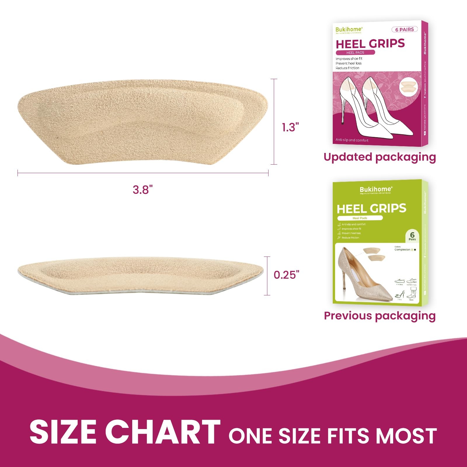 Heel Grips Pads for Shoes - (6 Pairs) -Adhesive Heel Cushion Inserts Prevent ...