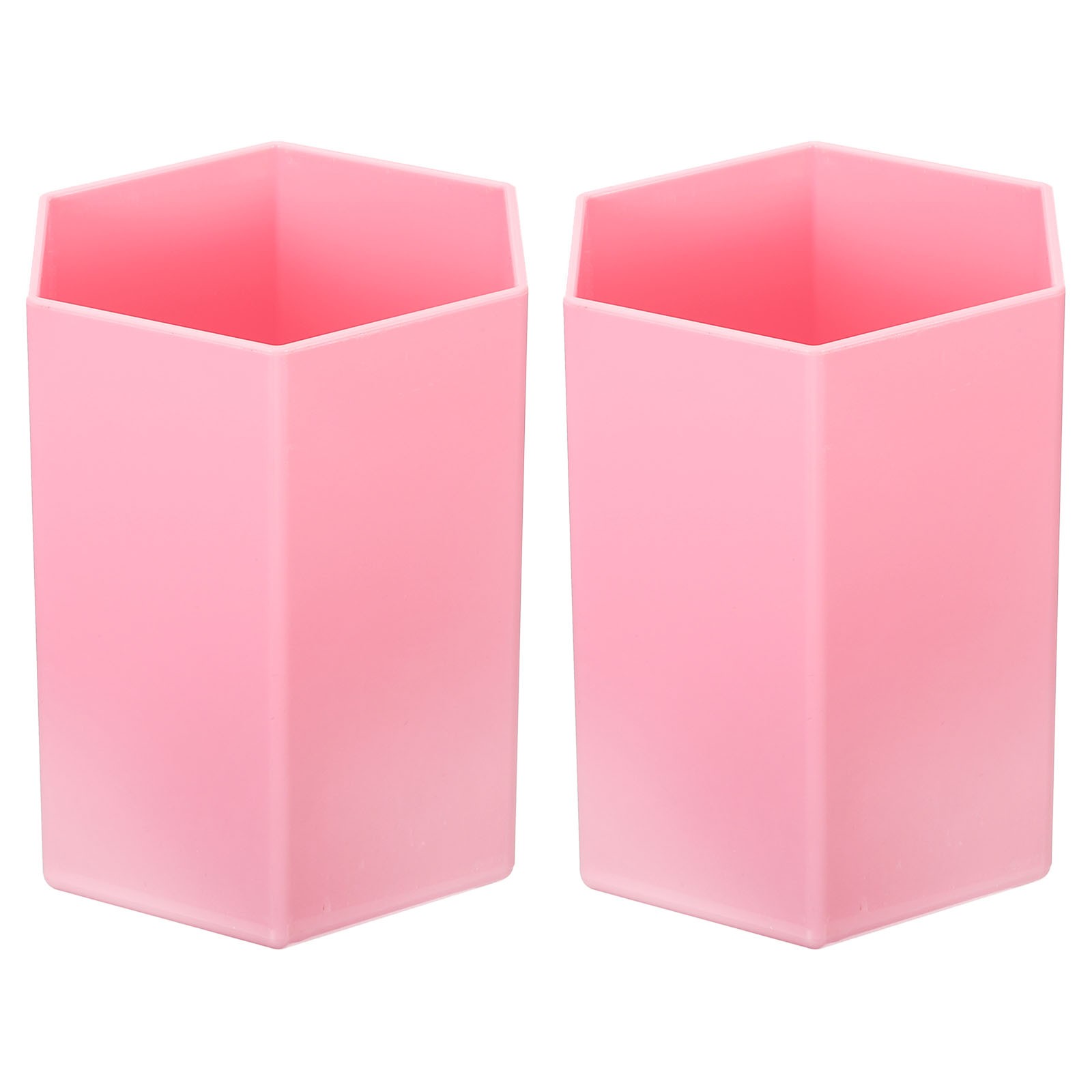 2pcs Pencil Holder, Makeup Brush Holder Hexagon Desktop Organizer Pink