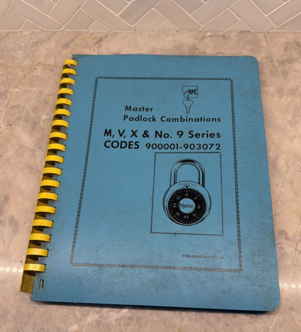 HPC Master Padlock Combinations M V X No 9 Series Codes 1975 Lock Book Fanberg