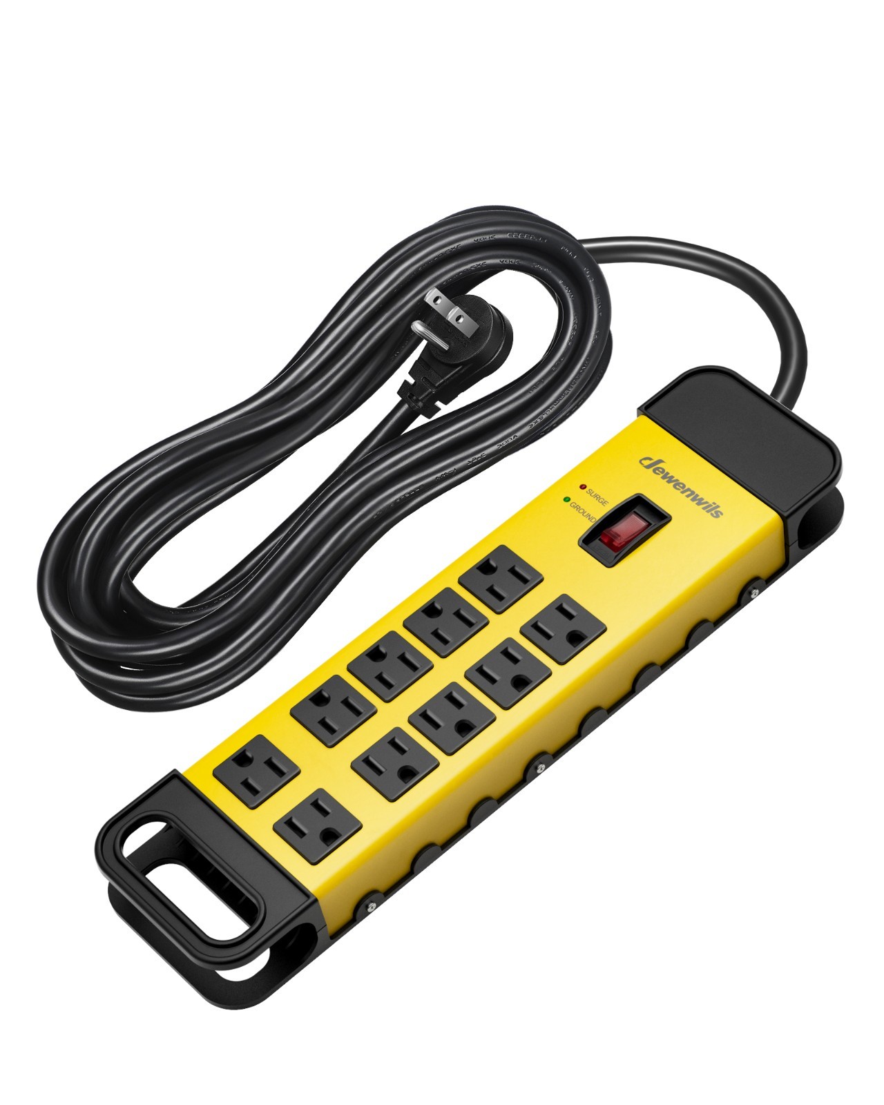 DEWENWILS 10-Outlet Metal Surge Protector Power Strip & 15Ft Cord, Heavy Duty