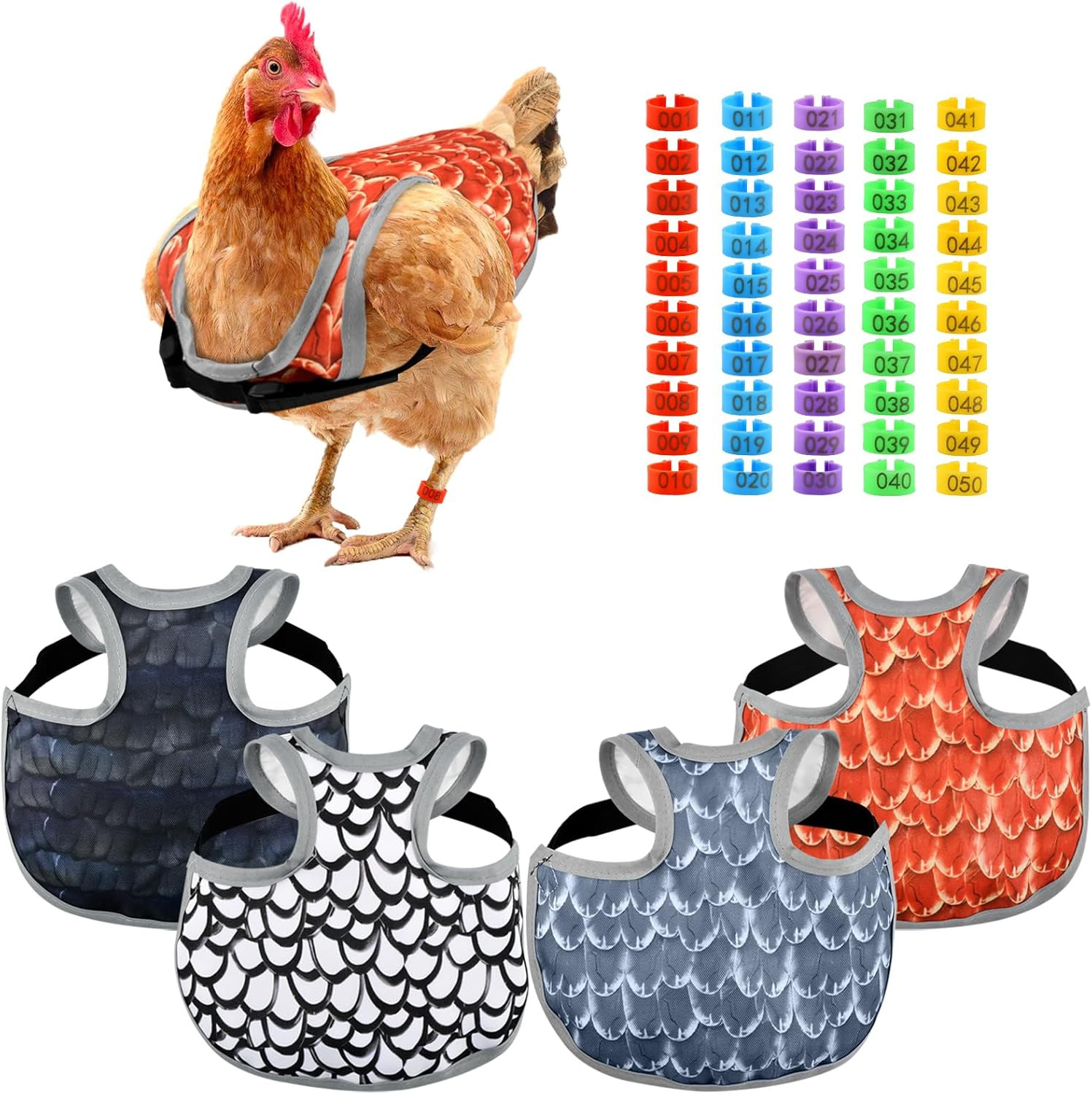 4 Pack Chicken Saddle for Hens, Adjustable Hen Apron with Elastic Straps for Pou