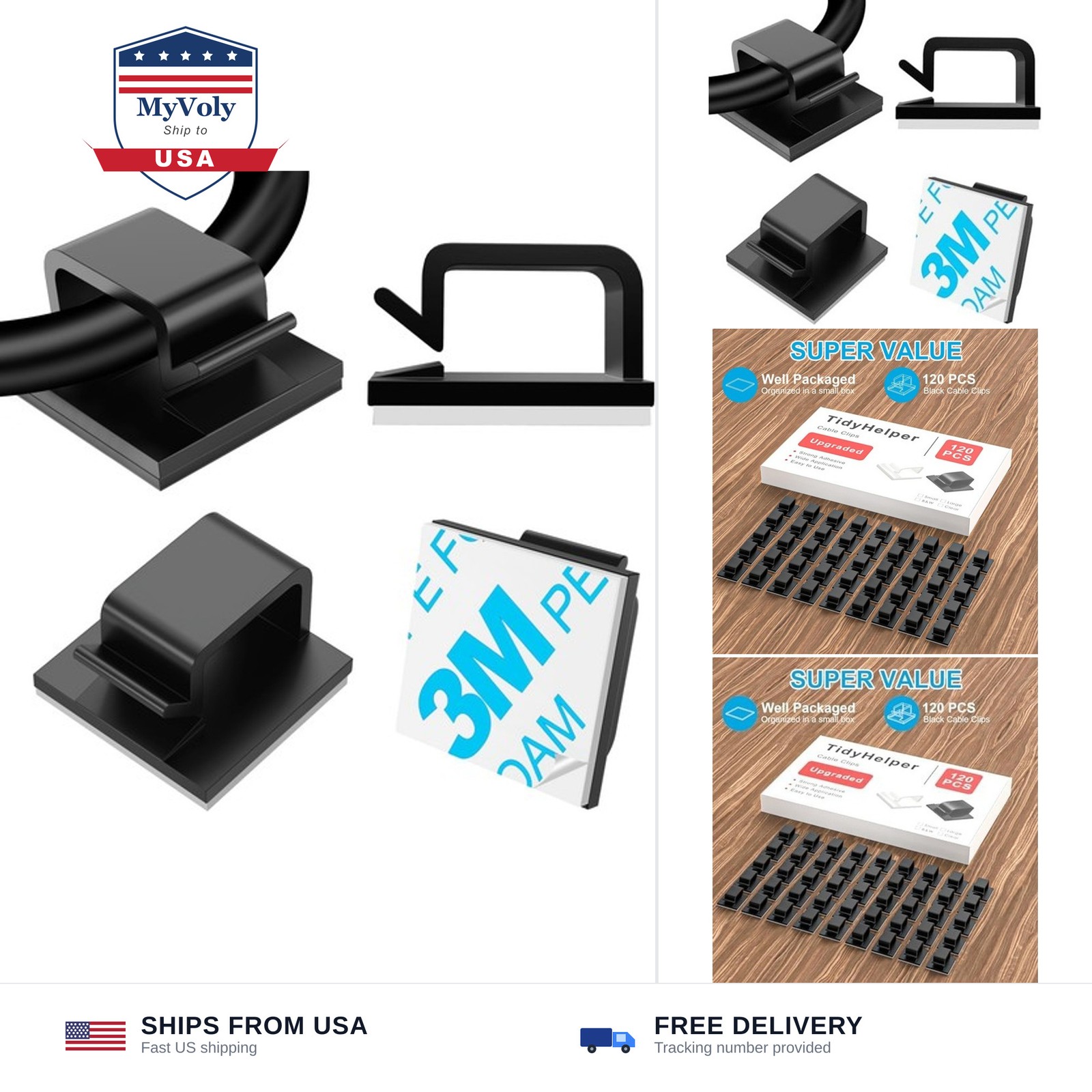 120 PCS Cable Clips, Adhesive Cord Clips for Wires on Wall, Strong Wire Clips...