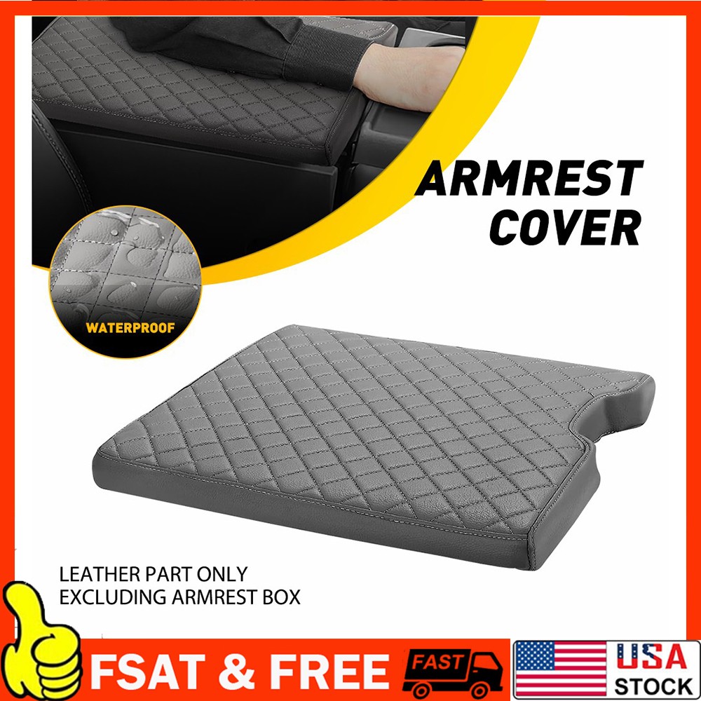Gray Fit 2015-2022 F150 F250 F350 Jump Seat Center Console Lid Armrest Cover Pad