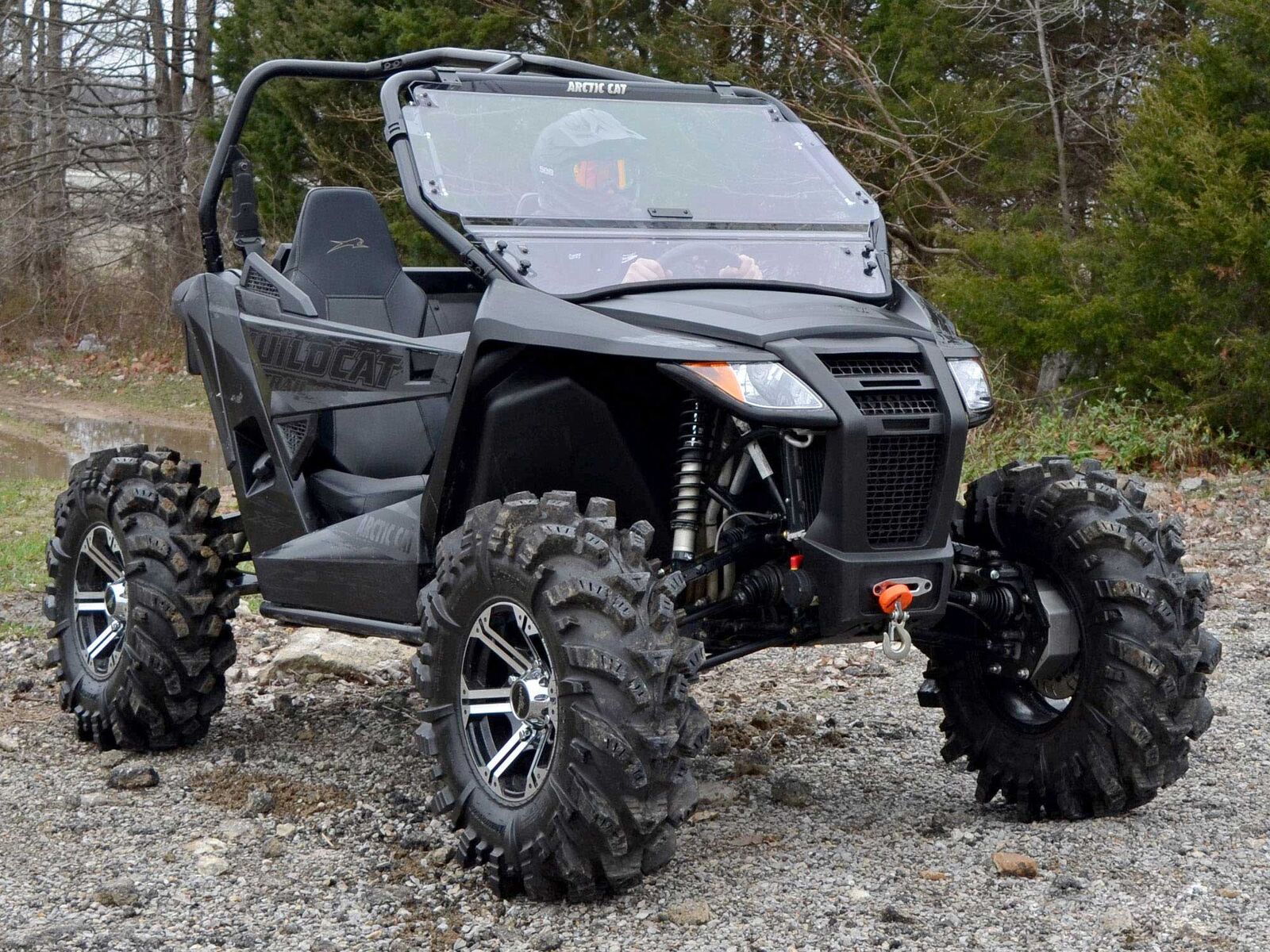 SuperATV Scratch Resistant Flip Windshield for Arctic Cat Wildcat Trail (2014+)