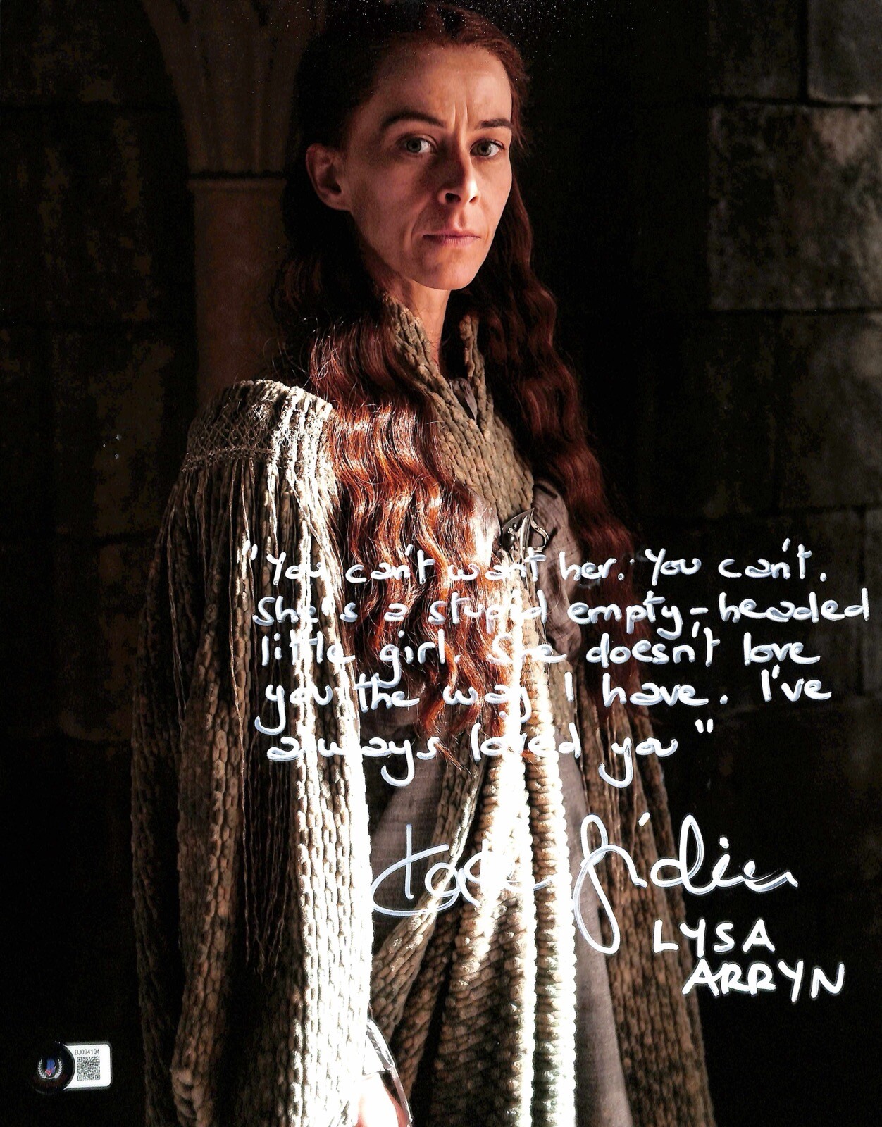 GOT Kate Dickie as Lysa Arryn Signed 11x14 Photograph BECKETT (Grad Collection)