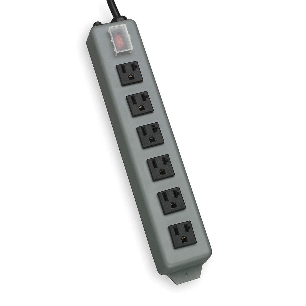 TRIPP LITE UL620-15 Outlet Strip,6 Outlet,20A,12-1/2" L,Gry 2KGD7