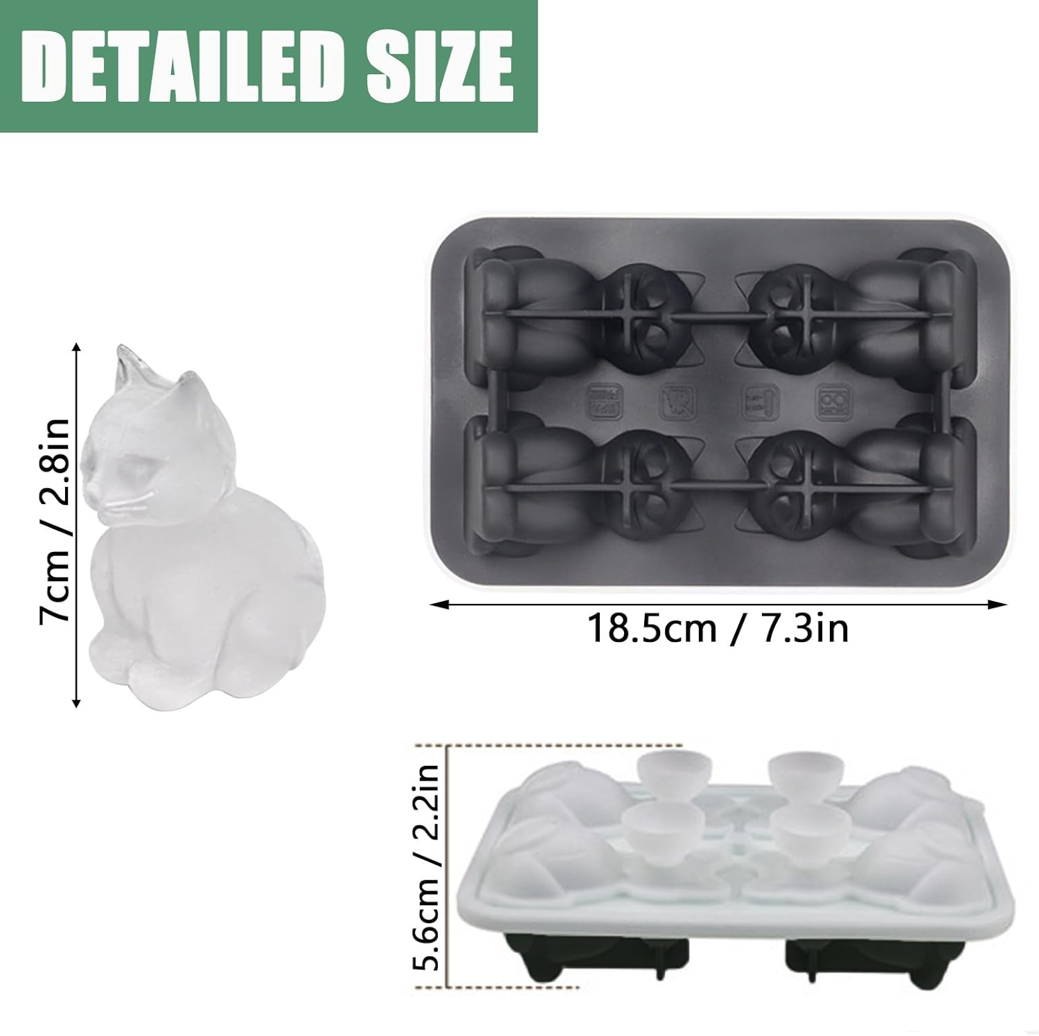3D Cat Ice Cube Mold, Admaison Ice Cube Tray