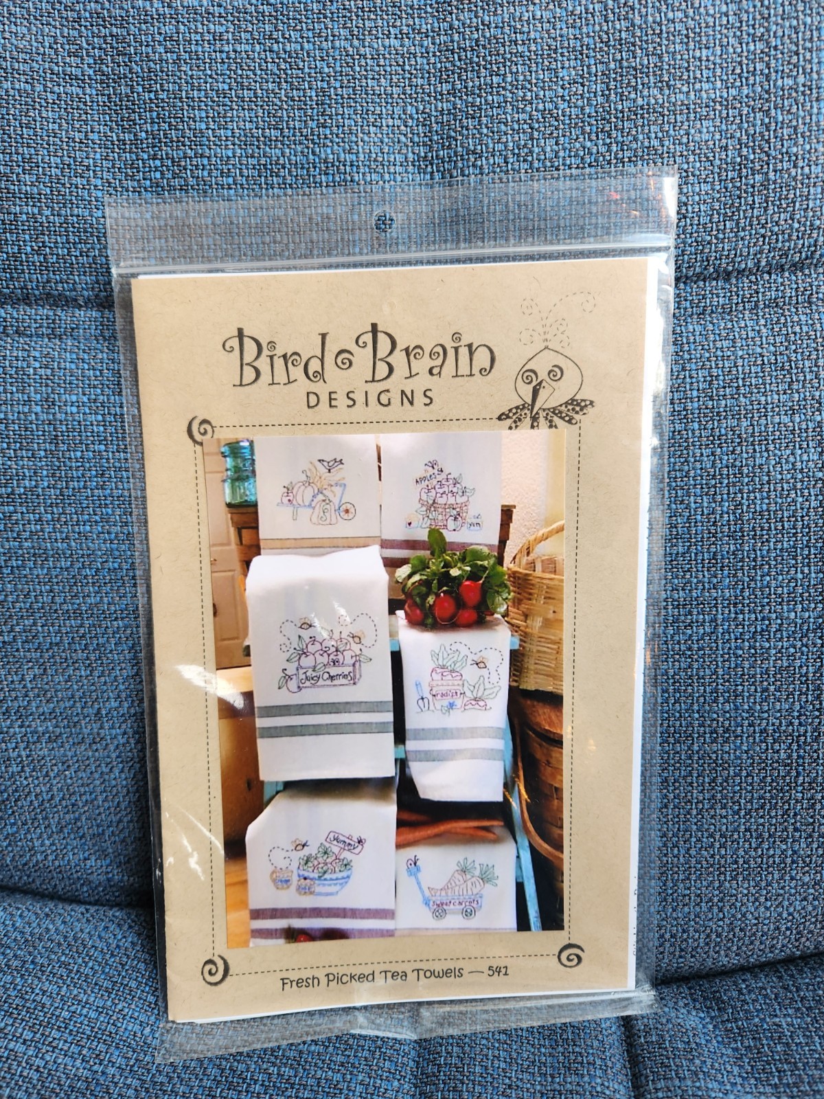 Bird Brain Designs - Fresh Picked Tea Towels #541 Embroidery Pattern NEW