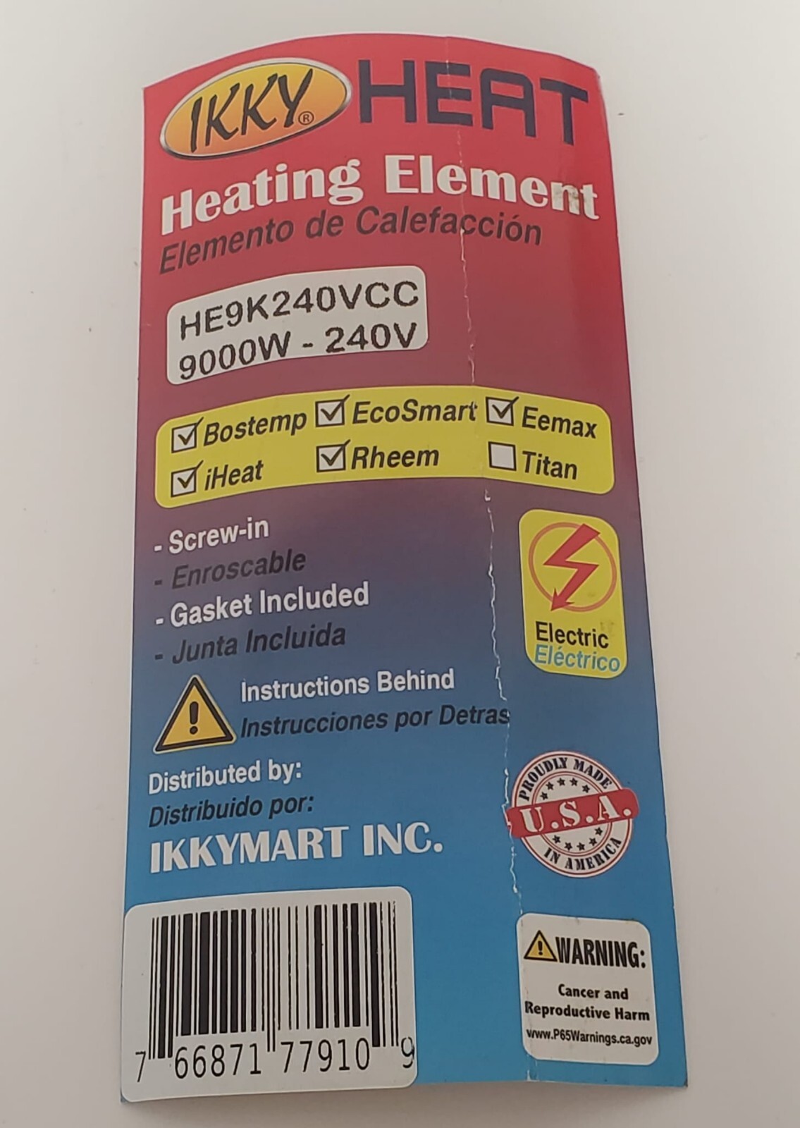 HEATING ELEMENT HE9K240VCC, 9000W-240V, SCREW-IN