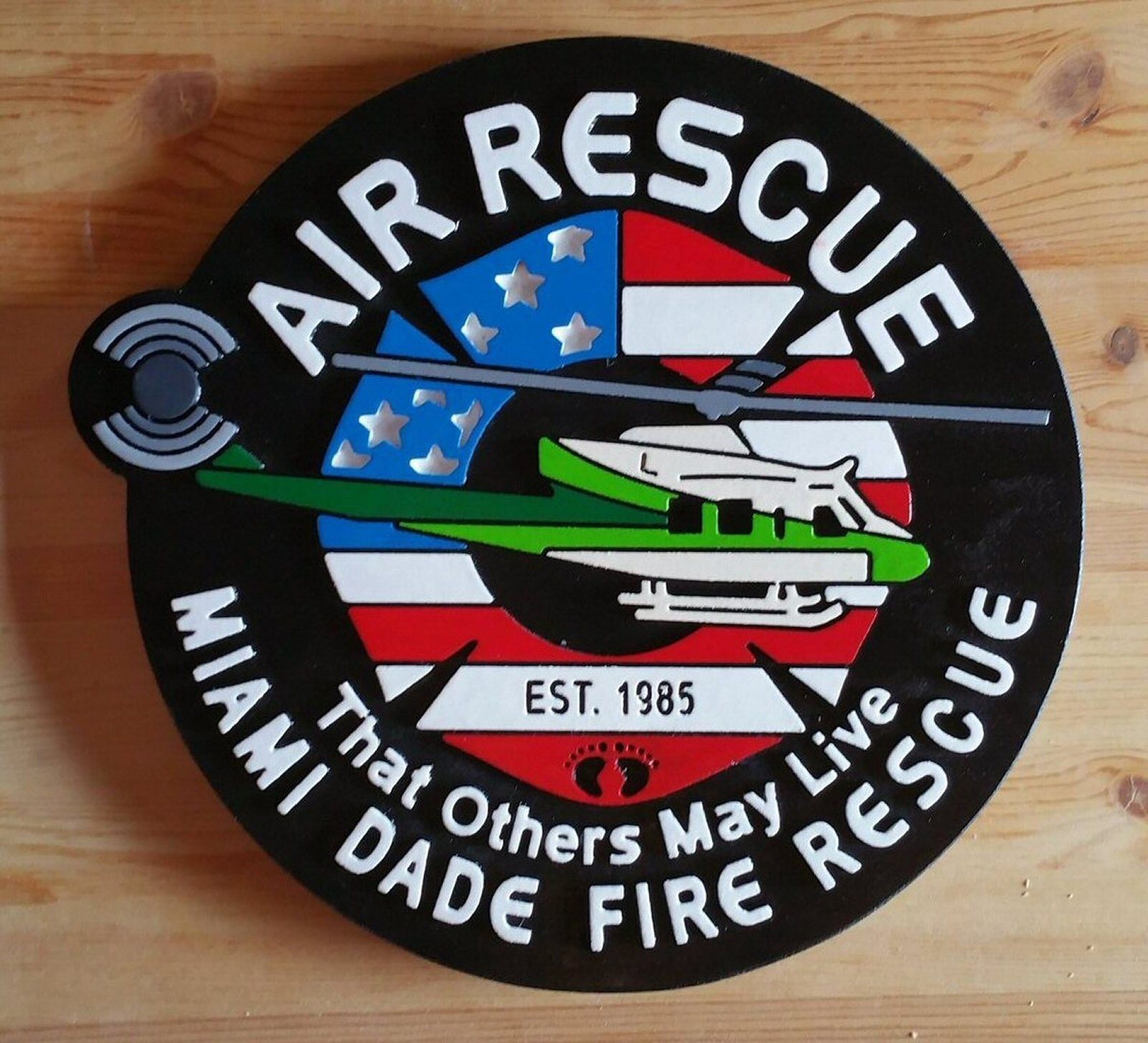 Fire Department Miami Dade Air Rescue routed patch plaque sign Custom carved