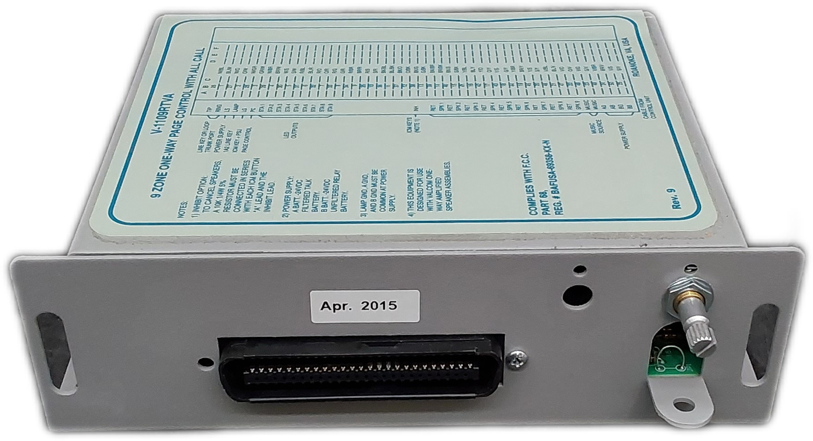Valcom V-1109RTVA 9-Zone Page Control Intercom