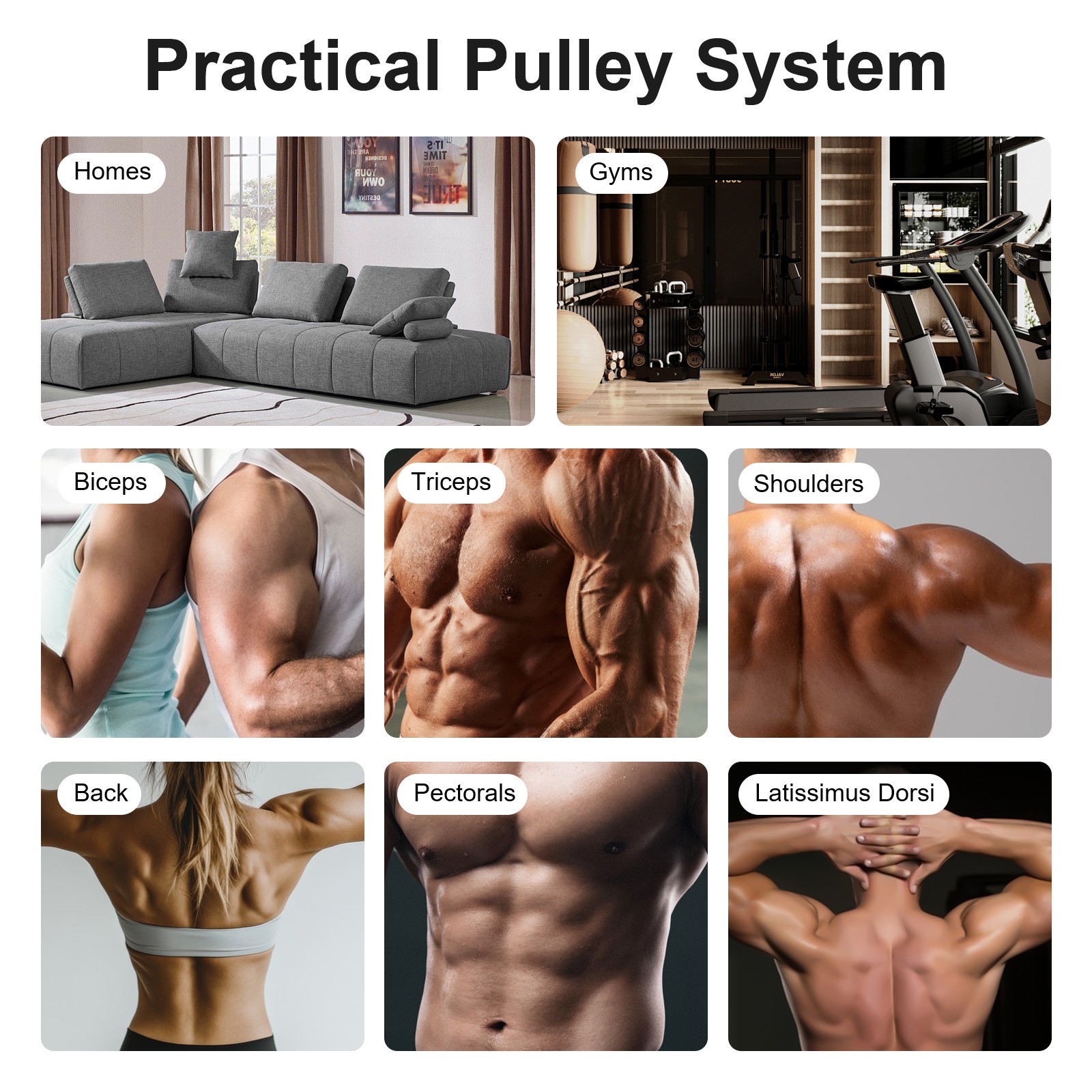 Fitness Cable LAT Pulley System Pull Down Machine Attachments Workout Equipment