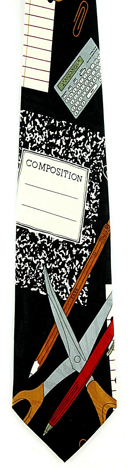Compostion Book Men's Neck Tie Education School Writing Teacher Black Neck Tie