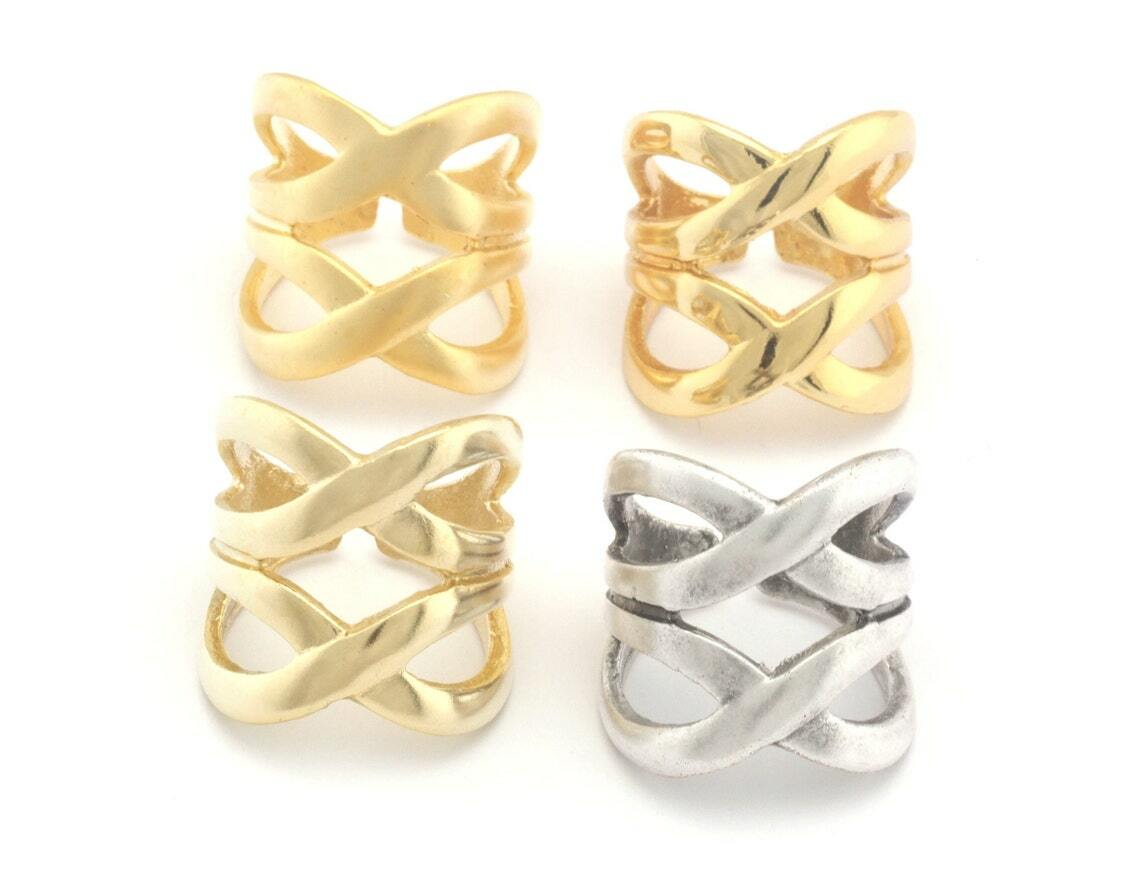 Statement Ring Adjustable Infinity Raw Brass,Silver,Gold 8US inner size 3253