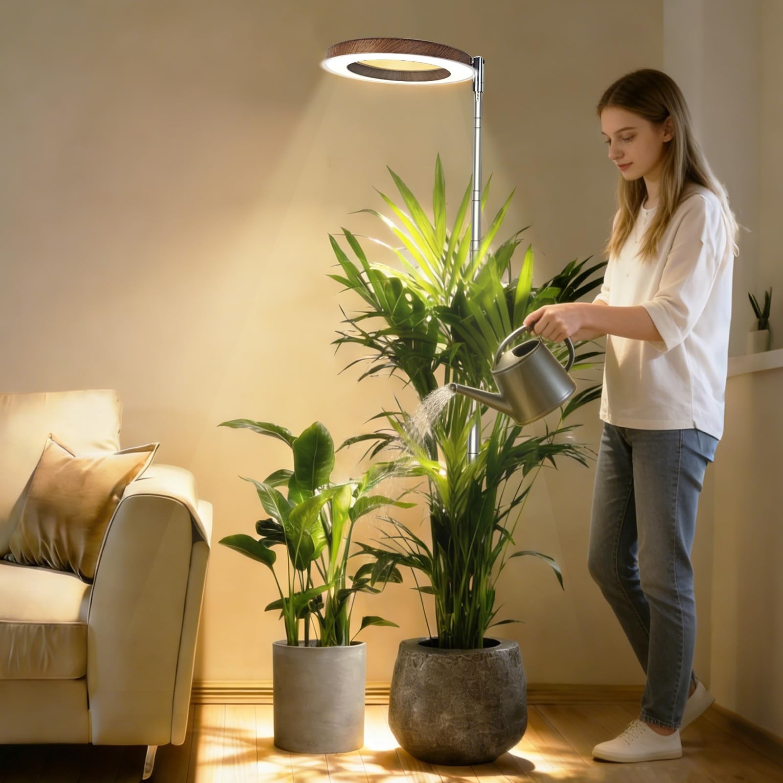 Full Spectrum Grow Lights for Indoor Plants  Wood Grain Plant Lamp 1 Pack