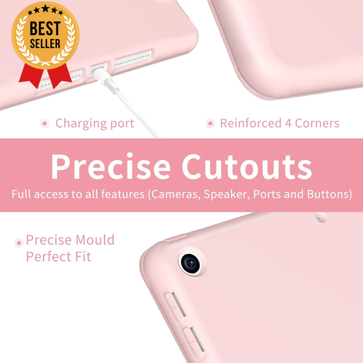 IPad 9th/8th/7th Gen Case – Slim Trifold Stand, Auto Wake/Sleep, Pink