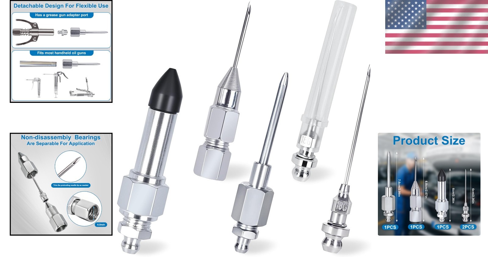 5PCS Precision Grease Needle Accessory Set for Engine Maintenance & Repair