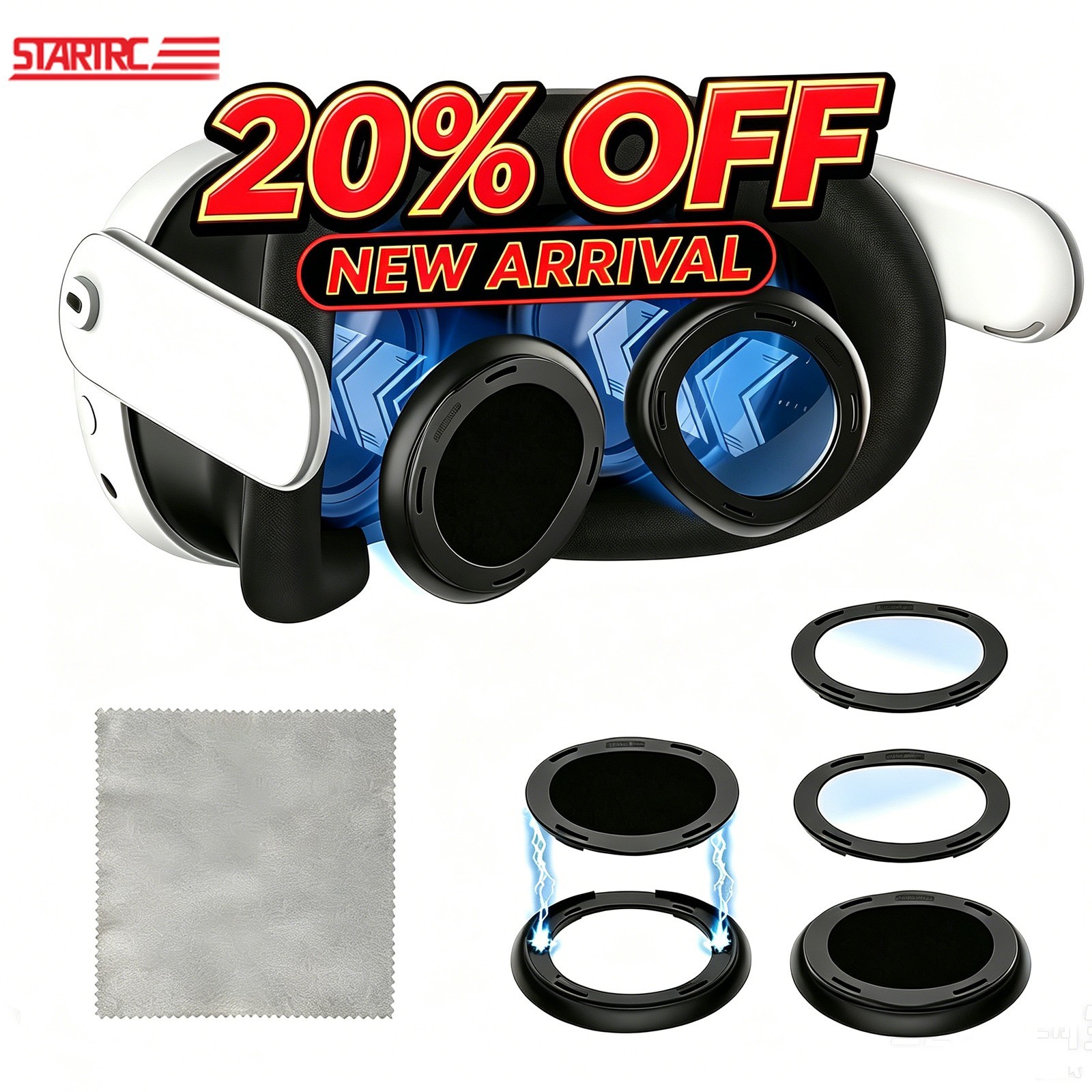 STARTRC Lens Spacer Protector Kit For Meta Quest 3 Anti Blue Light Filter Lenses