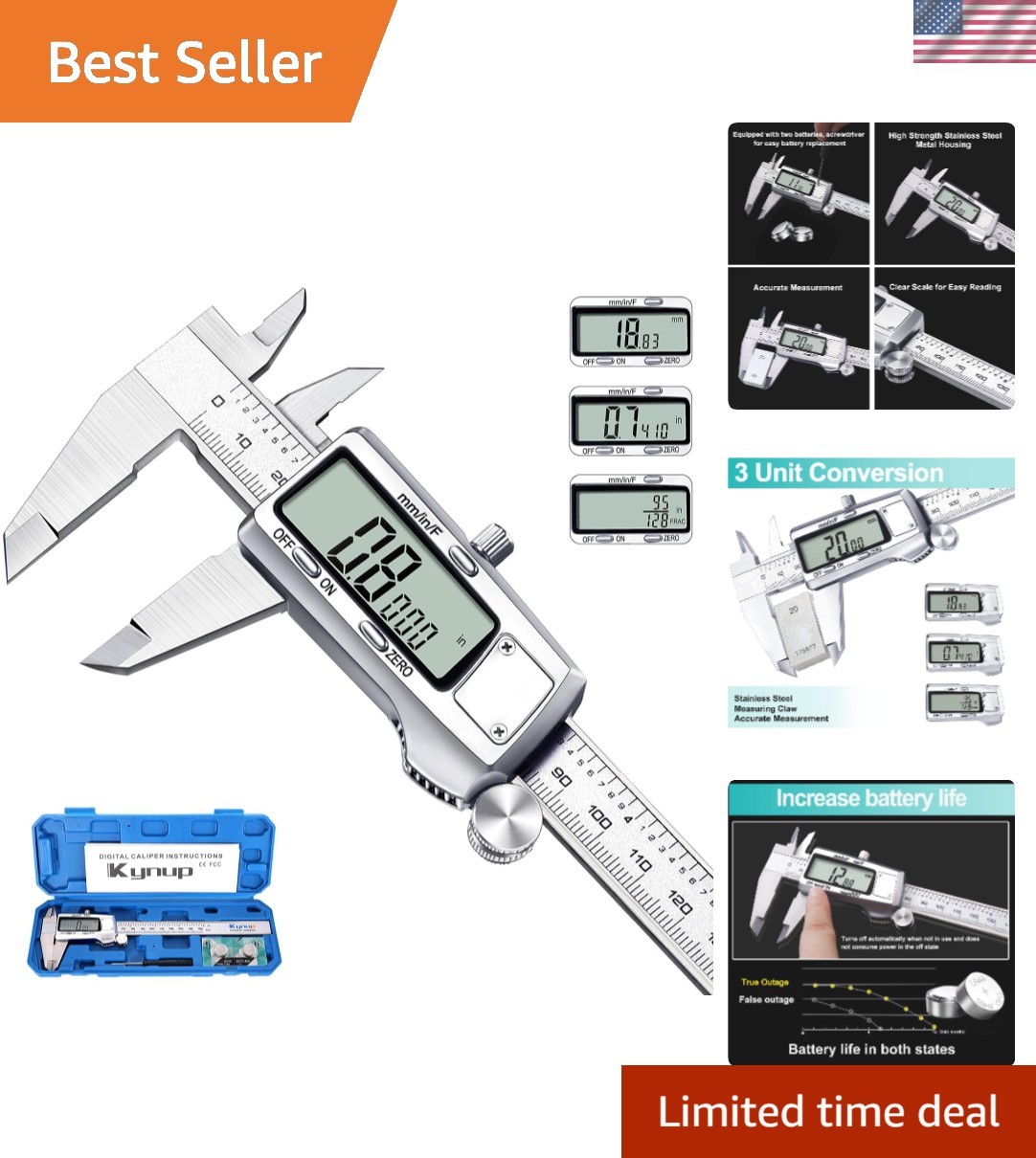 Precision Digital Caliper 6 Inch - Stainless Steel Measuring Tool for Accuracy