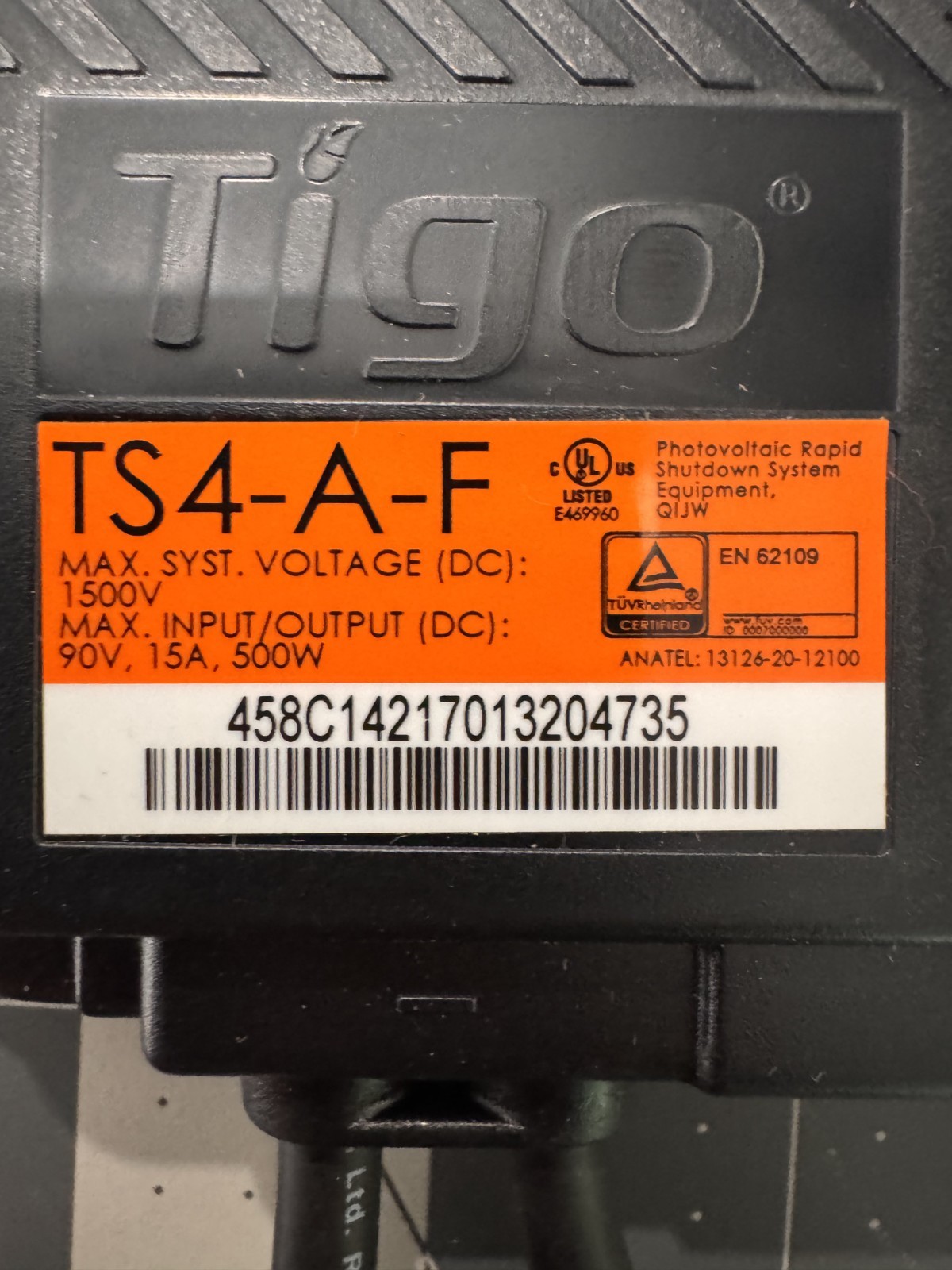 Tigo TS4-A-F Rapid Shutdown Device for Solar Systems