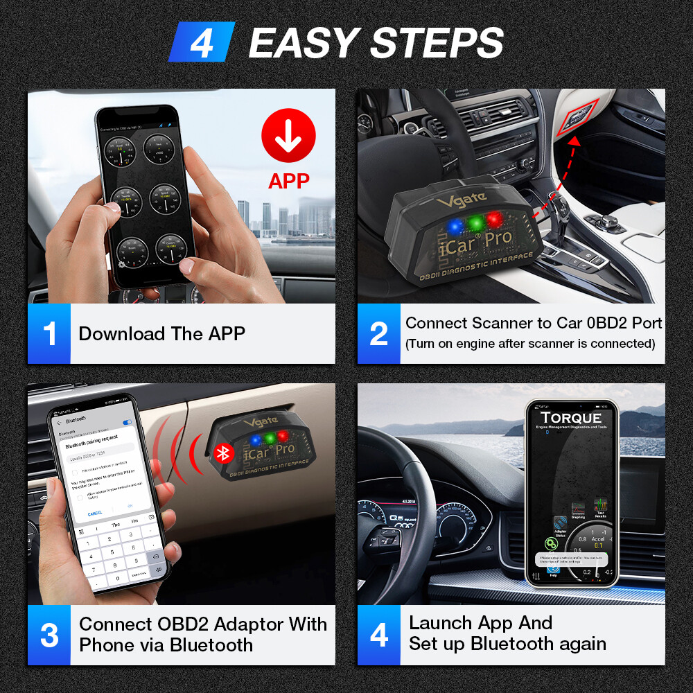 Vgate iCar Pro Bluetooth /WIFI Adapter OBD2 Diagnostic Scanner Tool Code Reader