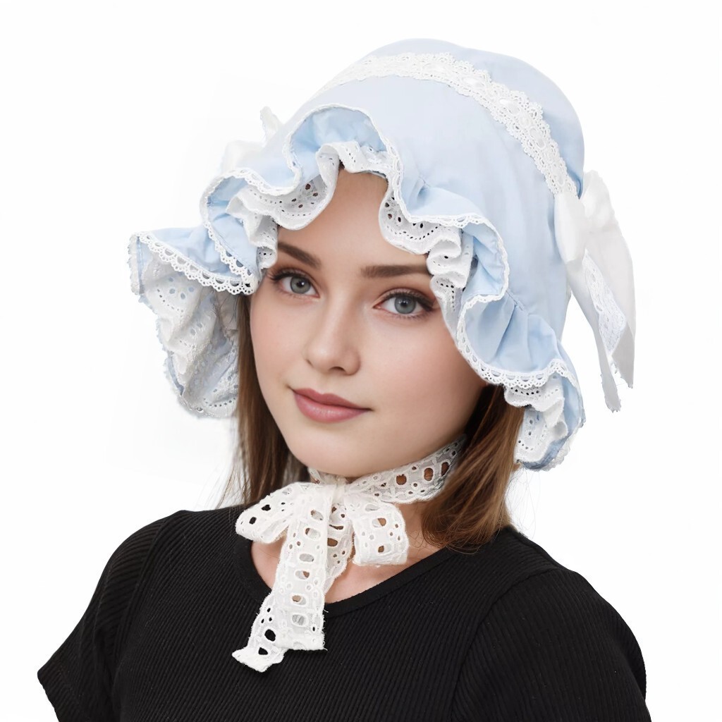 Victorian Bonnet for Women Medieval Bonnet Pilgrim Hat Maid Hats Lolita Caps