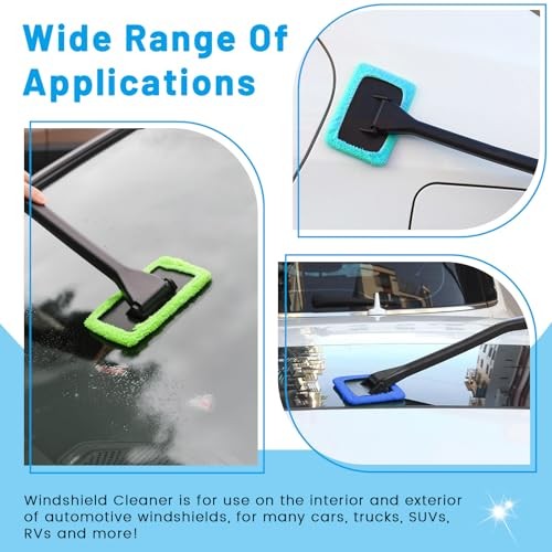 Rectangle Windshield Cleaner Tool Kit, Reusable Car Window Cleaner with Green