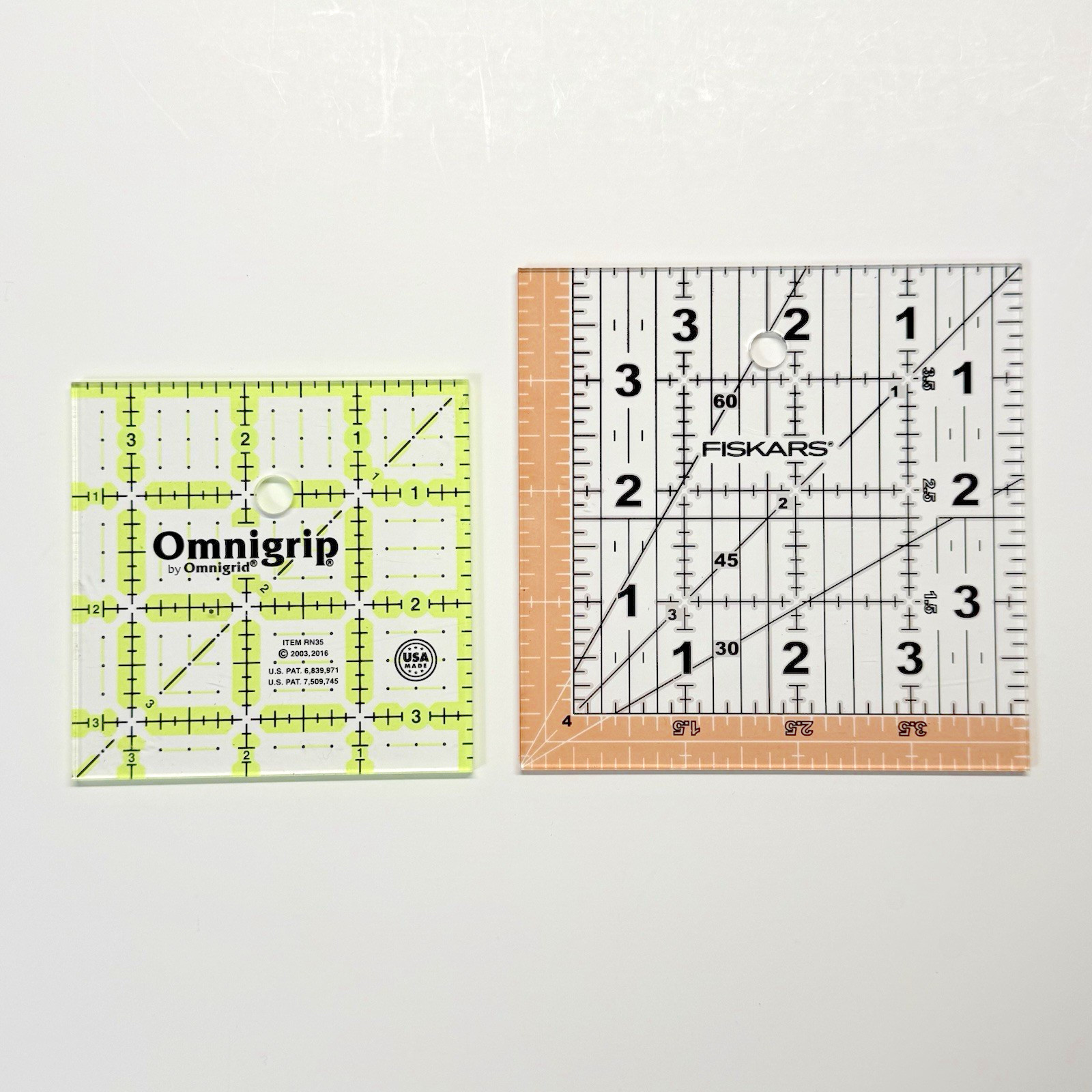 Omnigrip Fiskars Acrylic Square Rulers Quilting Sewing Lot of 2
