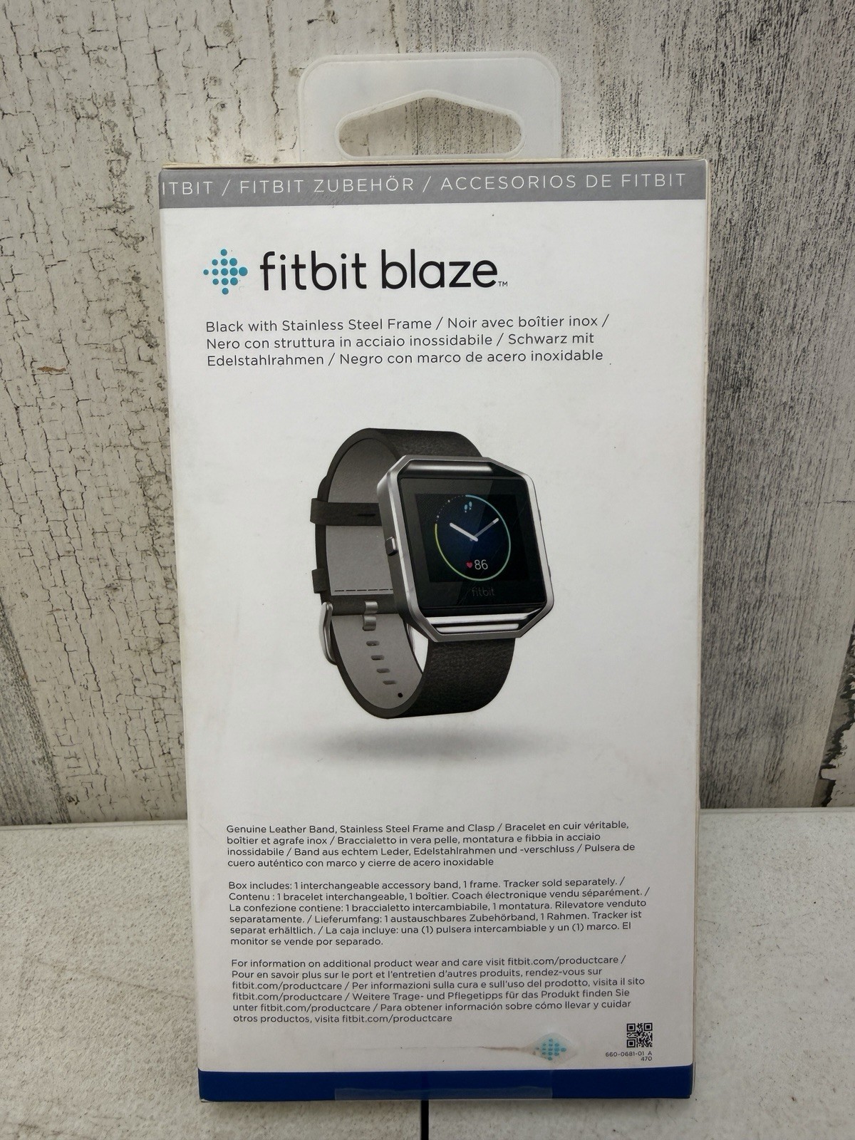 Fitbit Blaze Original Replacement Leather Wrist Band & Frame Large Black OEM