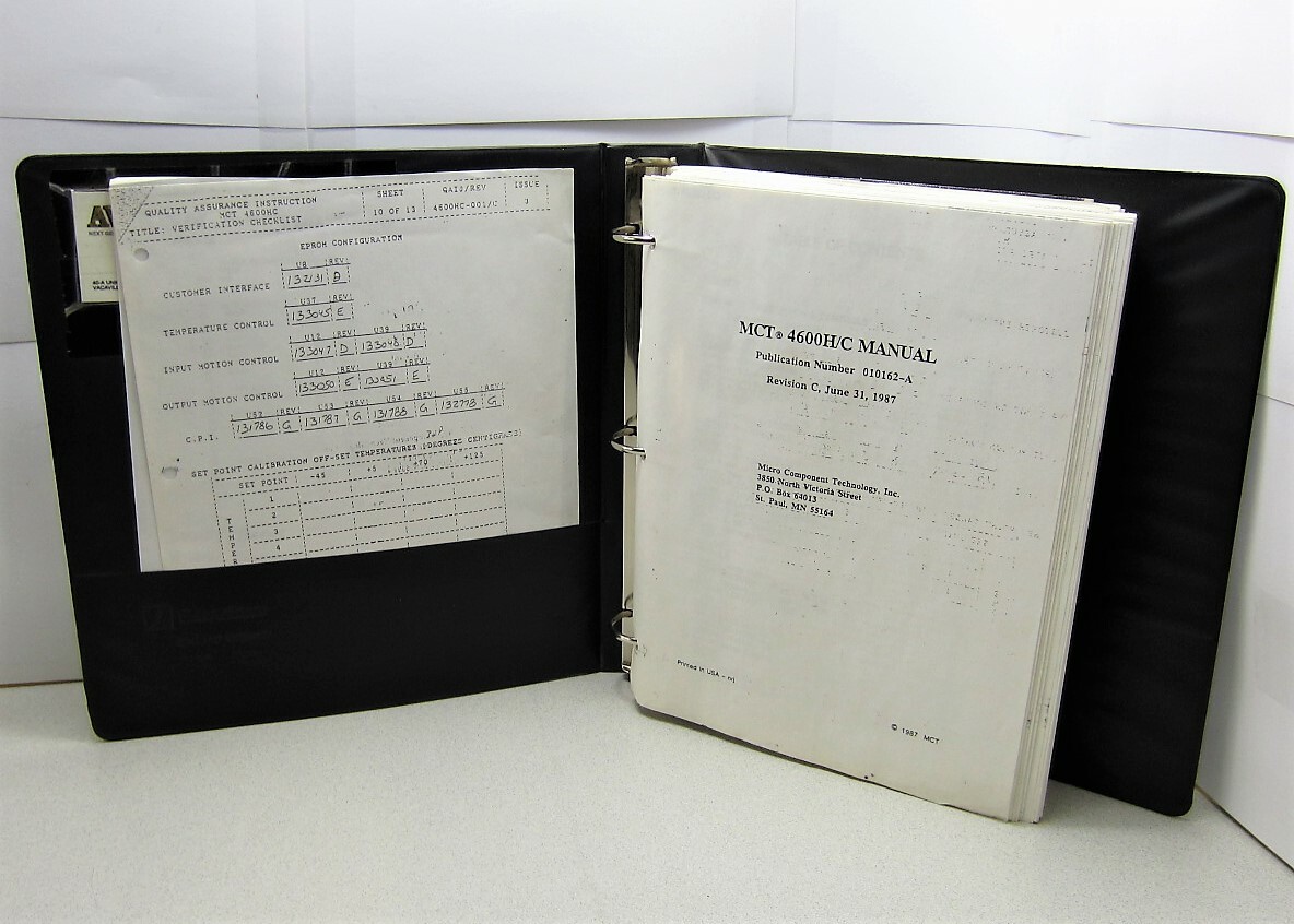 MCT Micro Component Technology 4600 H/C Handler Manual 1987 Edition