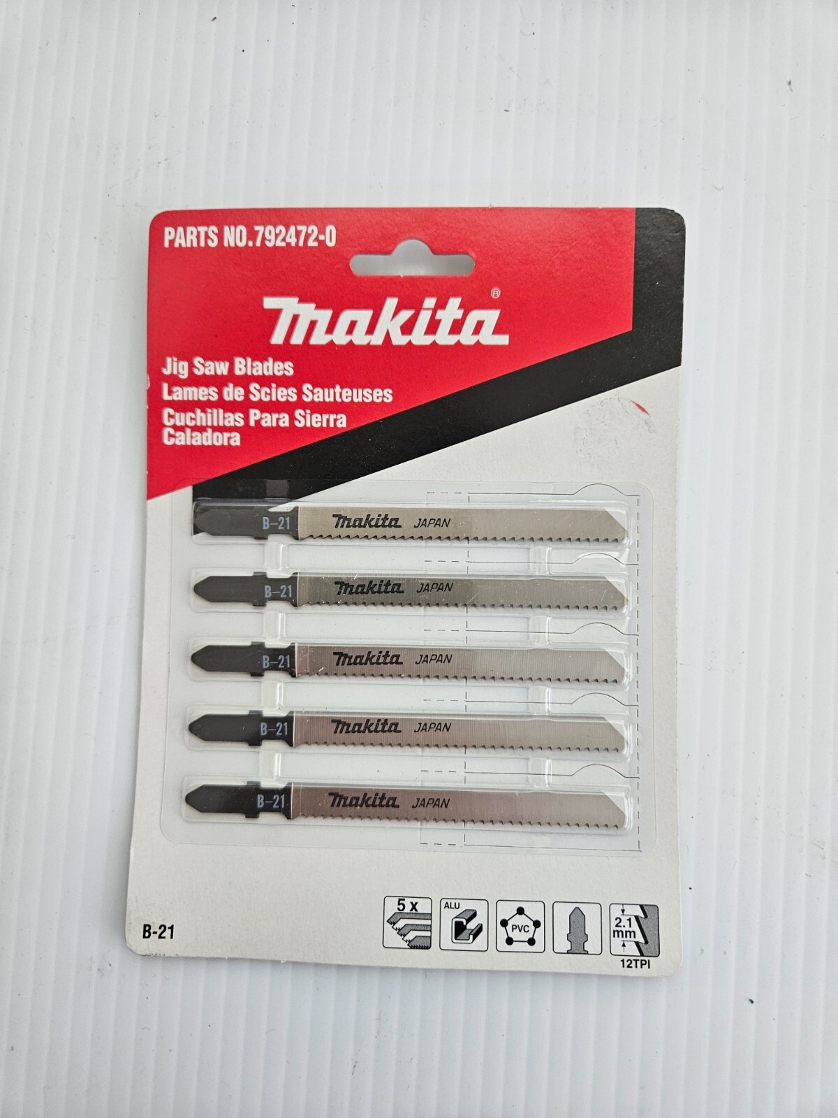 Makita No. B-21 Jigsaw Blades, Part no. 792472-0. 12TPI Pack of 5, brand New