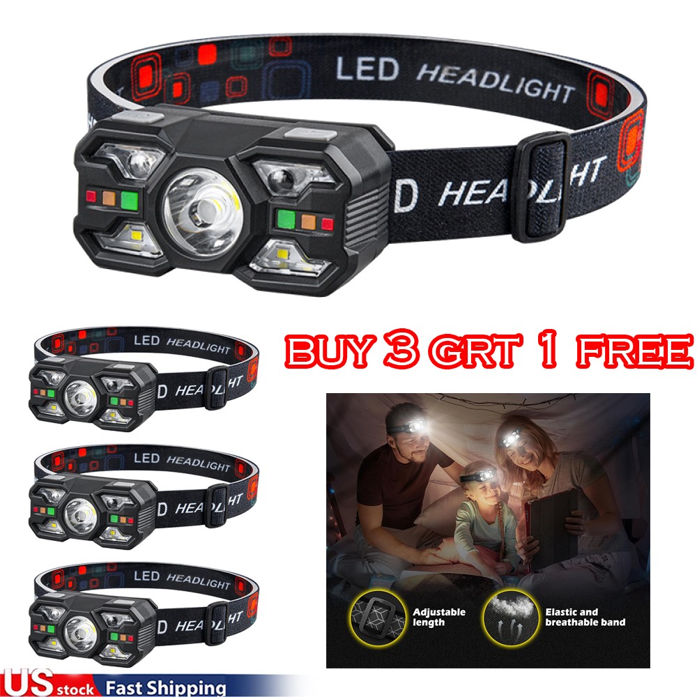 Rechargeable Headlamp Super Bright LED Head Light Forehead Flashlight Outdoor US