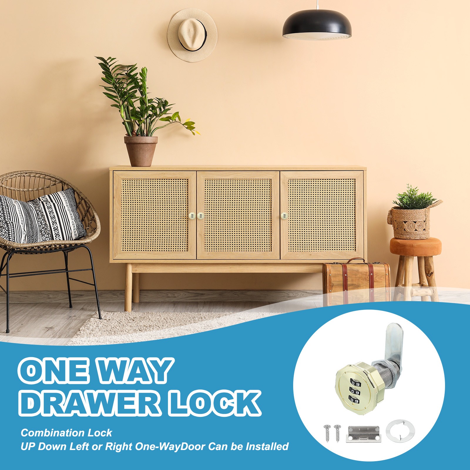 2pcs 13/16" Wardrobe Cylinder Lock with Gold Combination Code